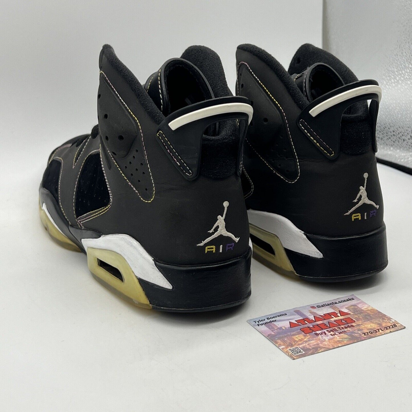 Size 10.5 - Air Jordan 6 Retro Lakers Black Leather Suede White Yellow Purple
