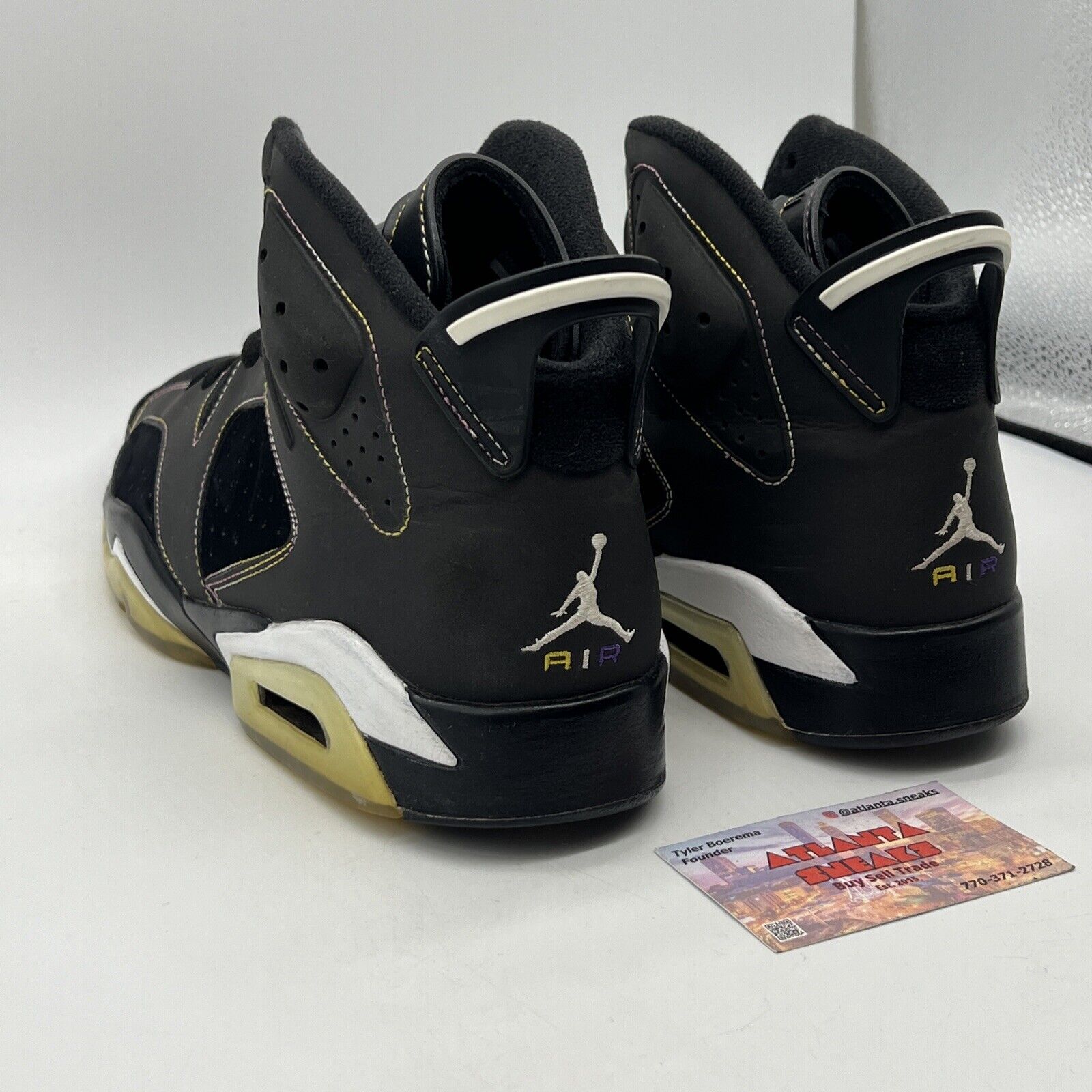 Size 10.5 - Air Jordan 6 Retro Lakers Black Leather Suede White Yellow Purple