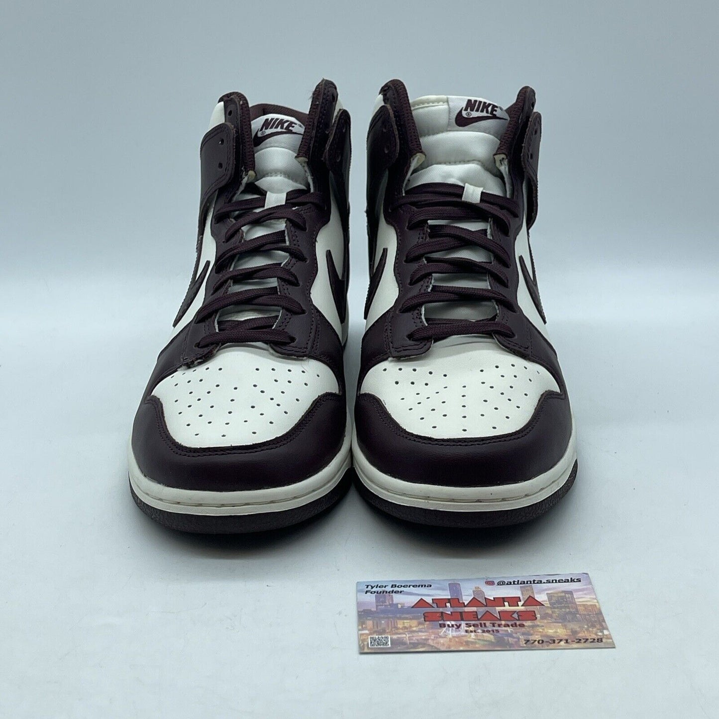 Size 9.5W- Nike Dunk High Burgundy Crush White Leather (DD1869-601)