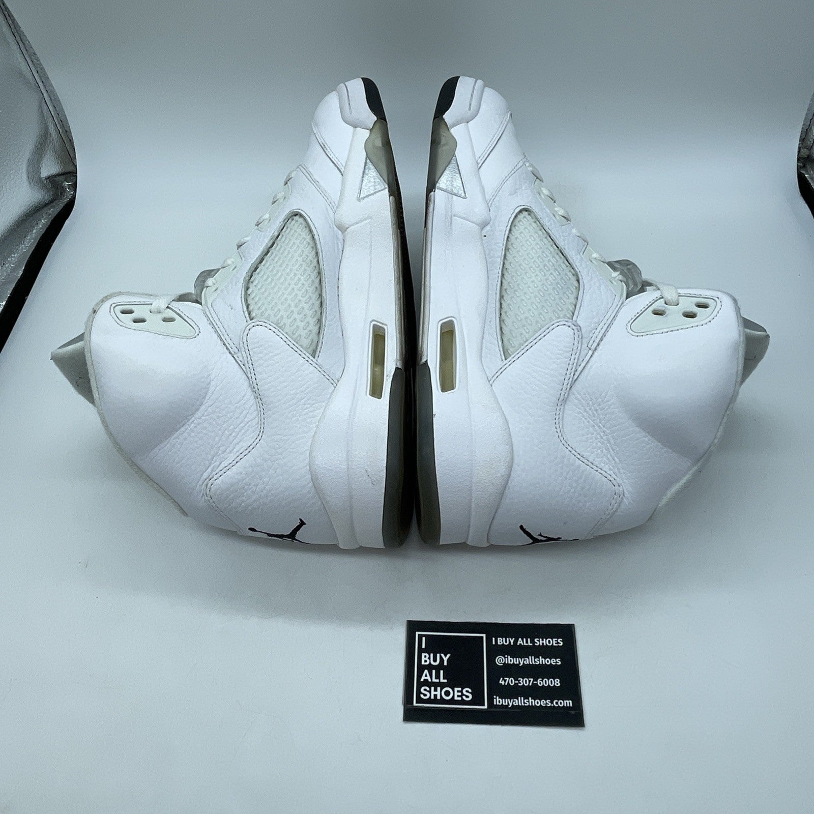 Size 13 - Air Jordan 5 Retro 2015 White Metallic Black Leather (136027-130)