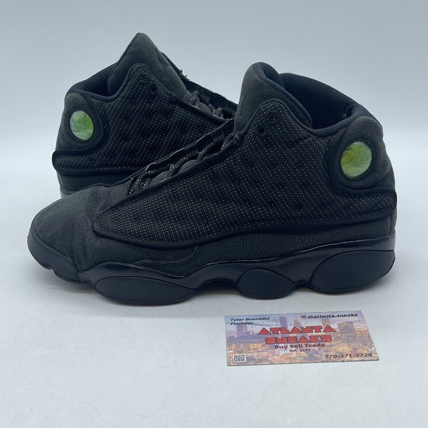 Size 7Y - Nike Air Jordan 13 Retro Black Cat Leather Suede  (884129-011)