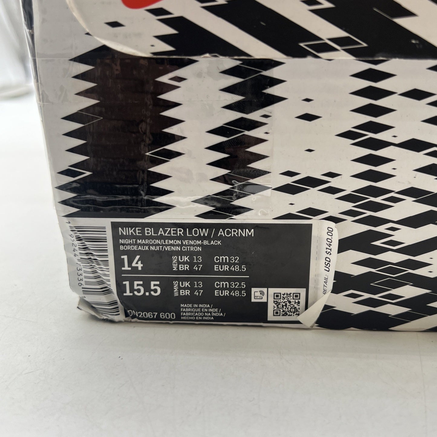 Size 14 - Nike Acronym x Blazer Low Night Maroon (DN2067-600)