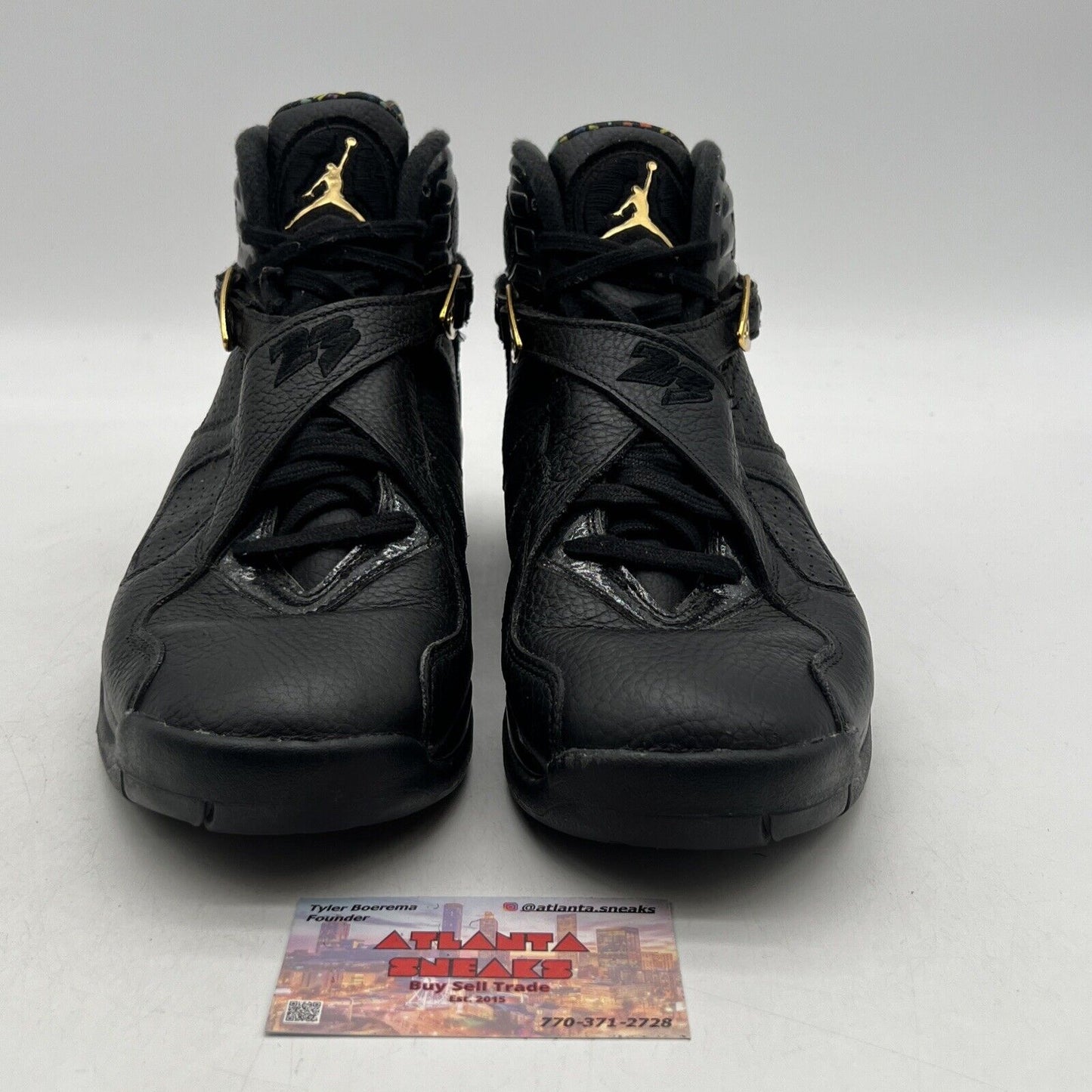 Size 9.5 - Air Jordan 8 Retro C&C Confetti Black Leather Gold (832821-004)