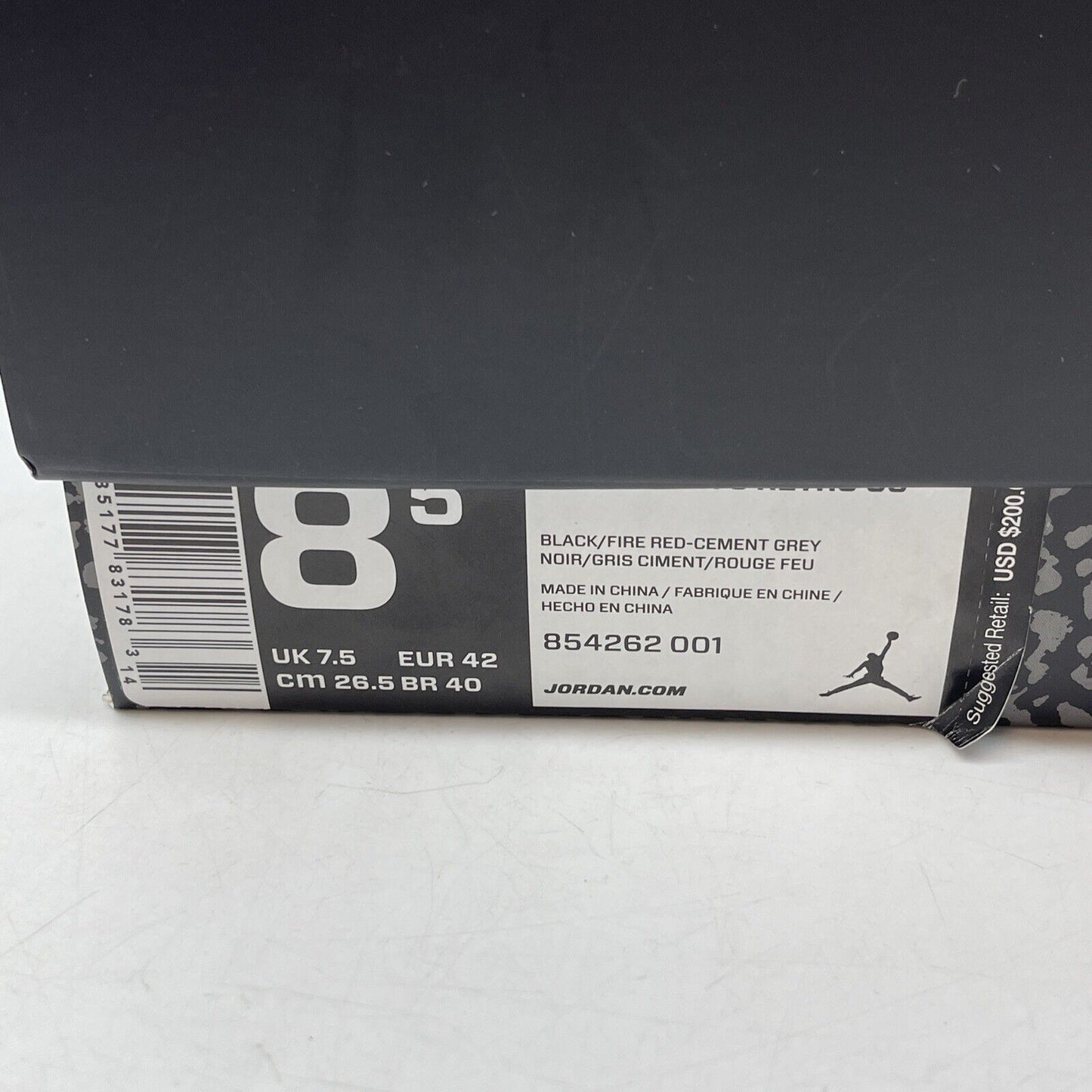 Size 8 - Jordan 3 Retro OG Mid Black Cement Grey White Red Suede (854262-001)