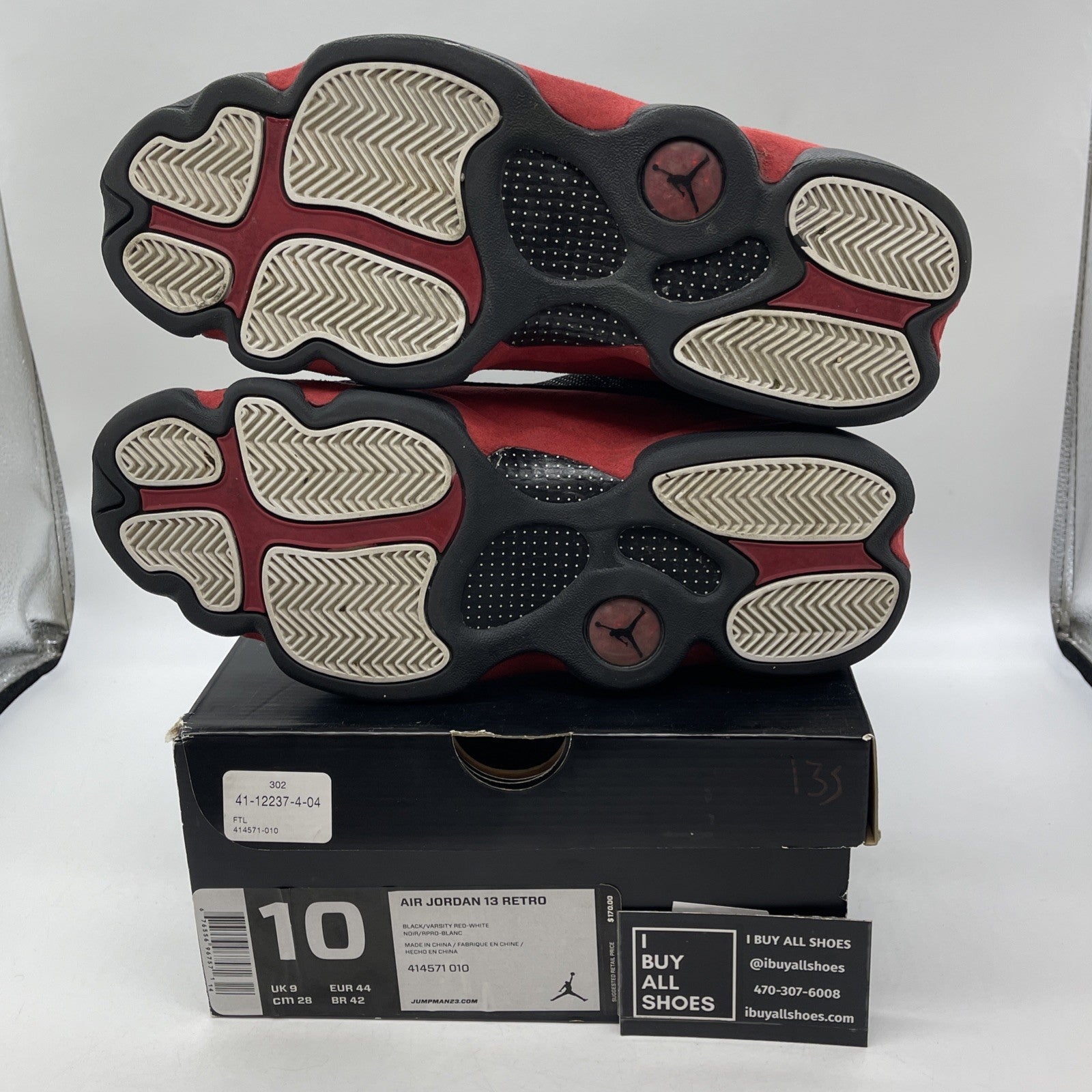 Size 10 - Air Jordan 13 Retro 2013 Bred Red Black Leather (414571-010)