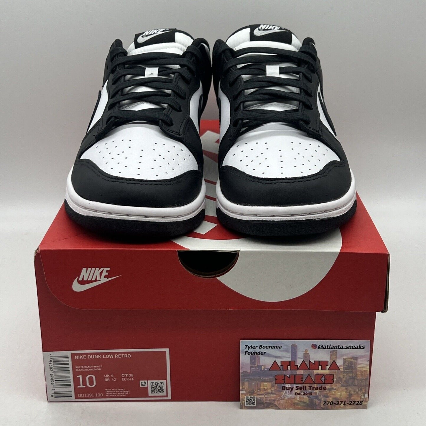 Size 10 - Nike Dunk Low Black White Brand New Og All