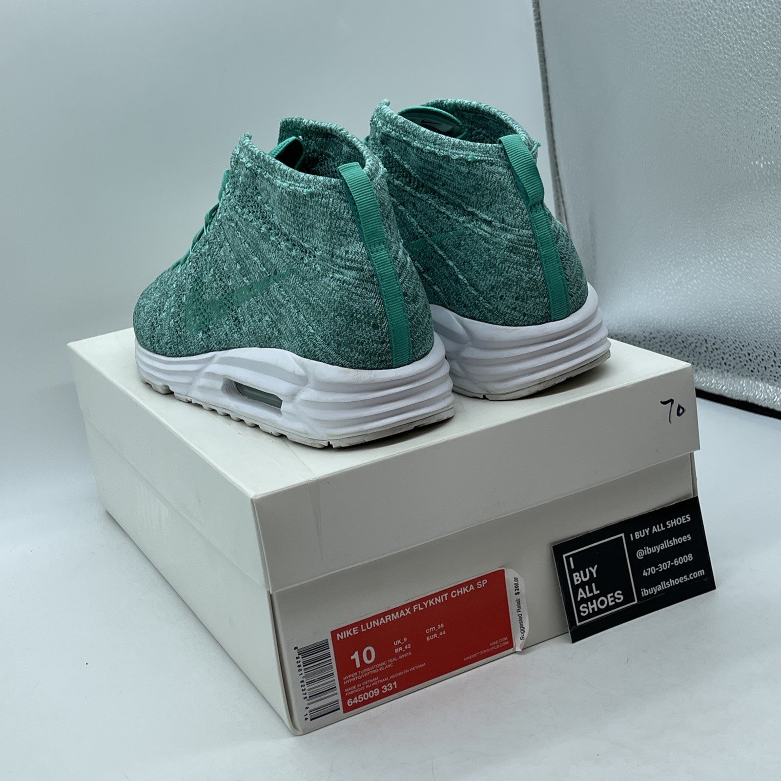 Size 10 - Nike Lunar Max Flyknit Chukka SP Blue White Suede (645009-331)