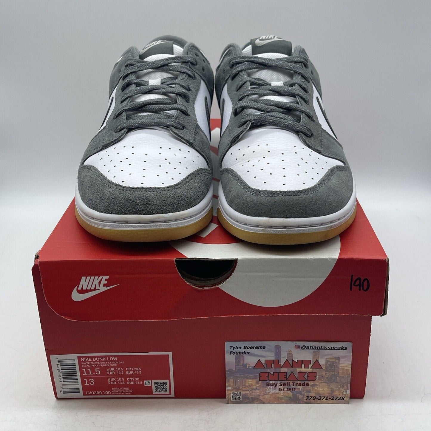 Size 11.5 - Nike Dunk Low Smoke Grey Gum White Tan Suede (FV0389-100)