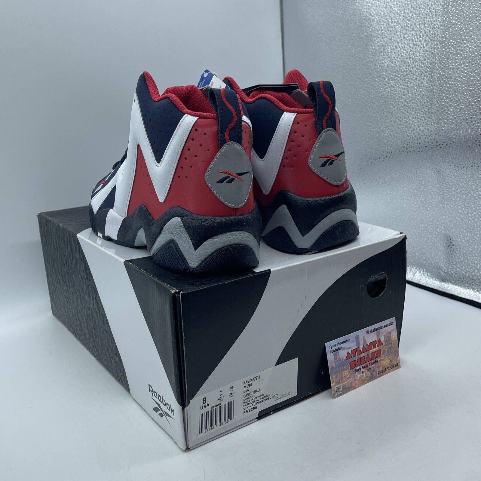 Size 8 - Reebok Kamikaze 2 USA White Blue Red (FV9295)