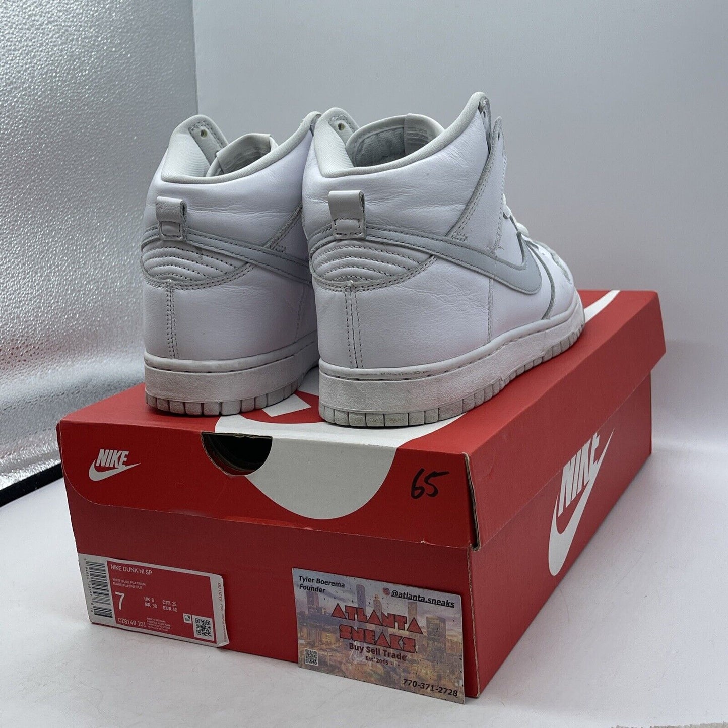 Size 7 - Nike Dunk SP High Pure Platinum Grey White Leather (CZ8149-101)