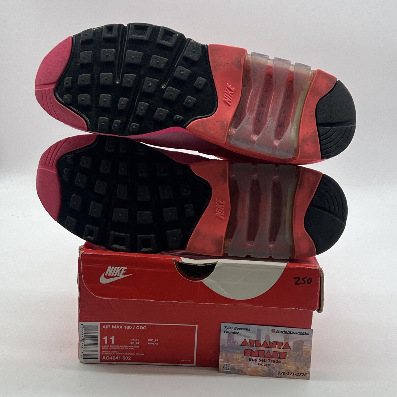 Size 11 - Nike Comme des Garçons x Air Max 180 Triple Pink (AO4641-602)