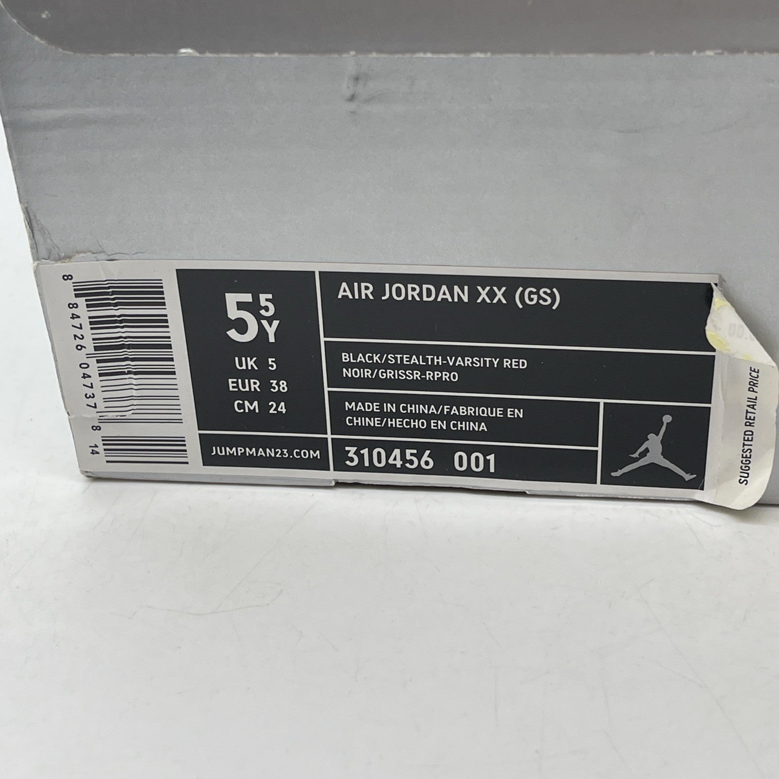 Size 5.5Y (GS) - Air Jordan 20 OG 2005 Mid Stealth Black Leather (310456-001)