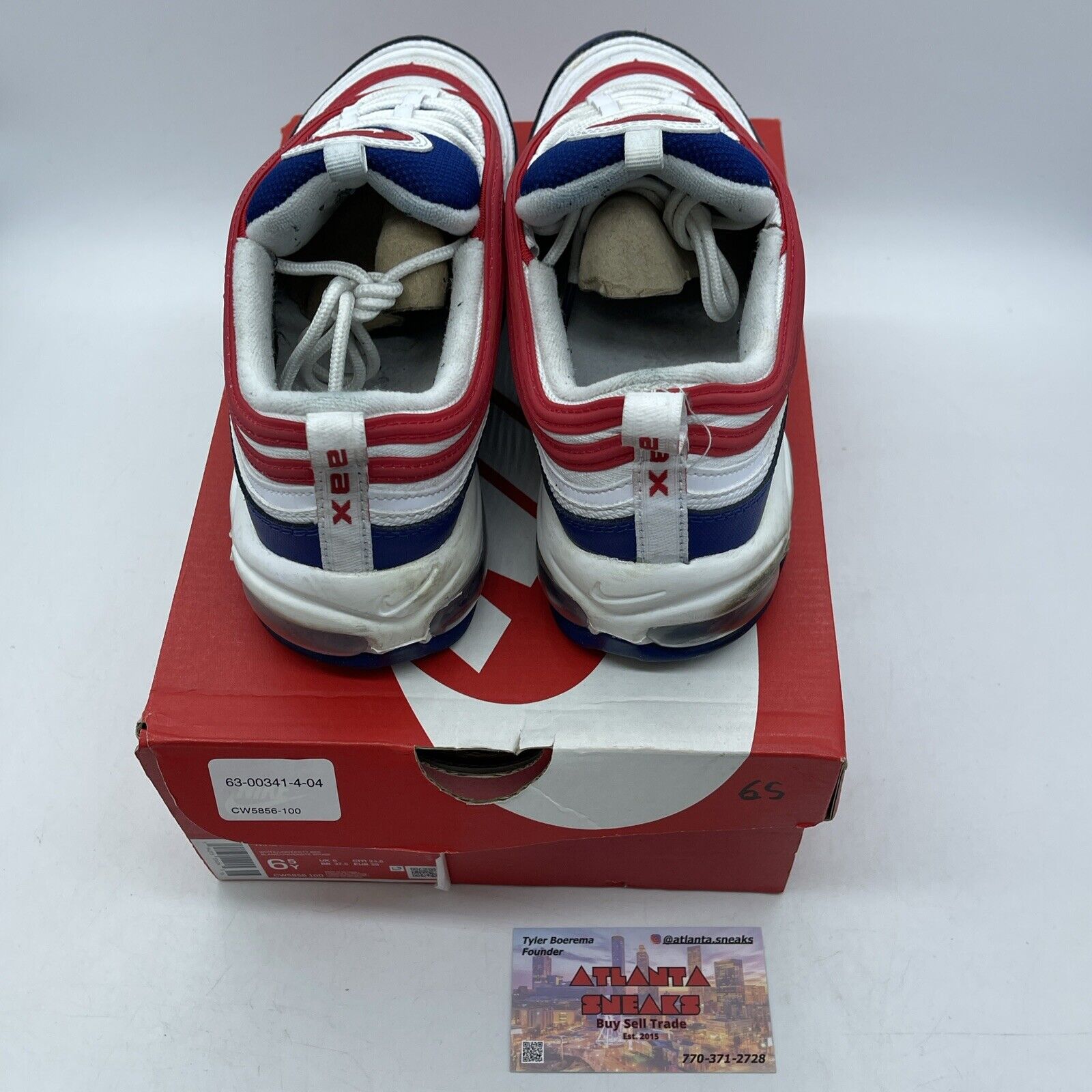 Air Max 97 GS USA White Blue Red Leather (CW5856-100