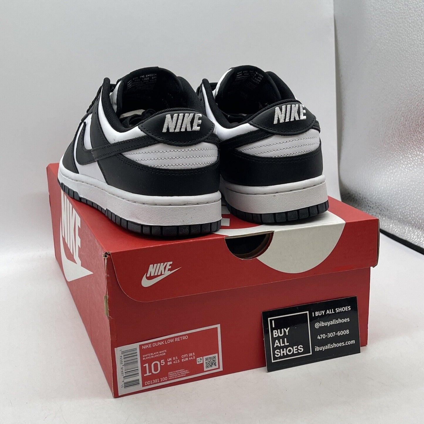 Size 10.5 - Nike Dunk Low Black White Suede Leather  (DD1391-100)