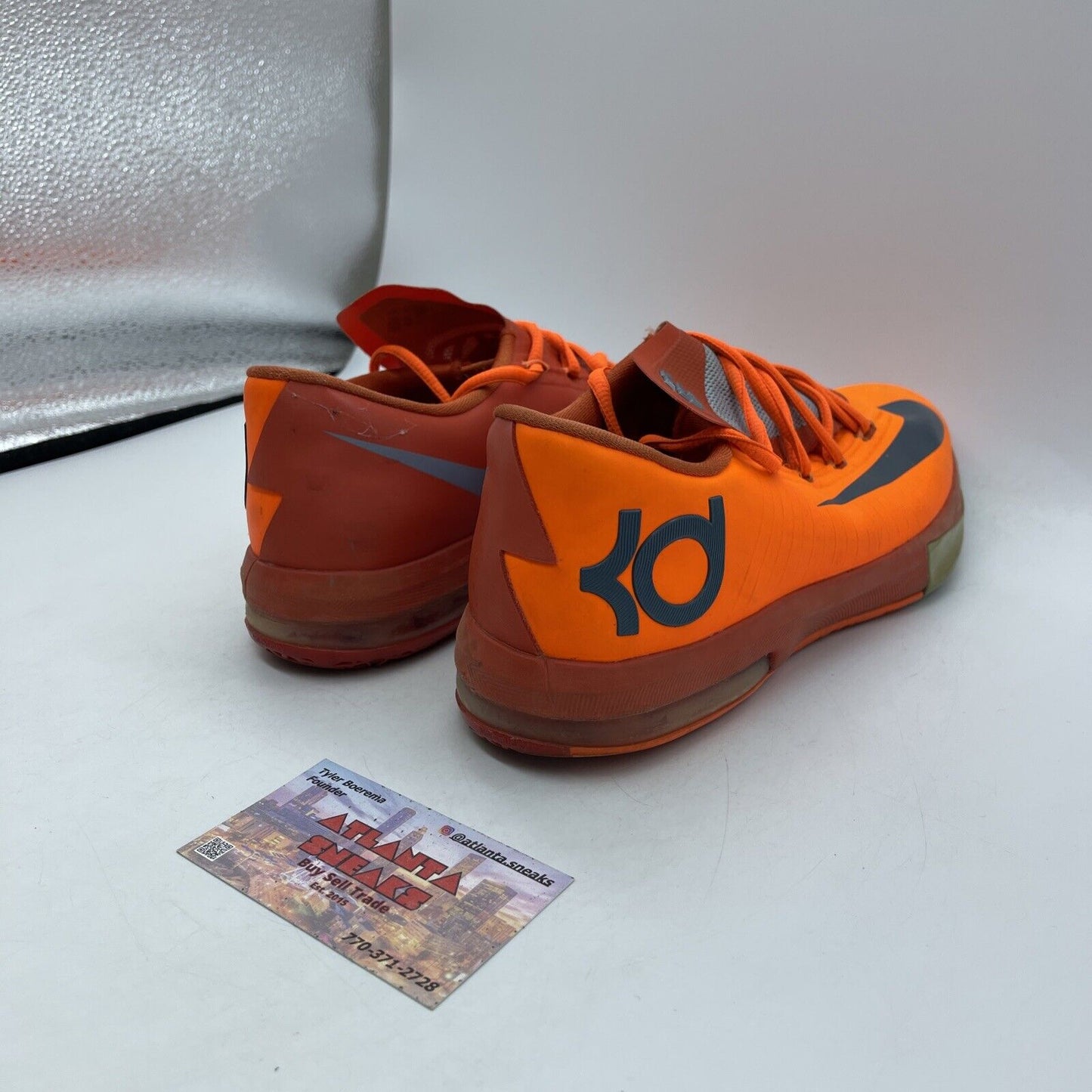 Size 7Y - GS Nike Air Zoom KD 6 Total Orange Grey Red Leather  (599477-800)