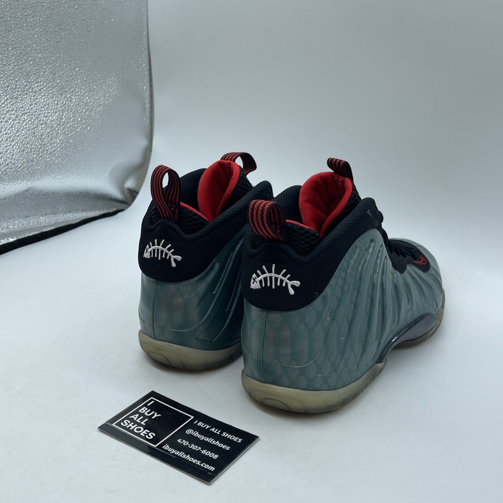 Size 7Y (GS) - Nike Little Posite One Mid Gone Fishing Green Black (644791-300)