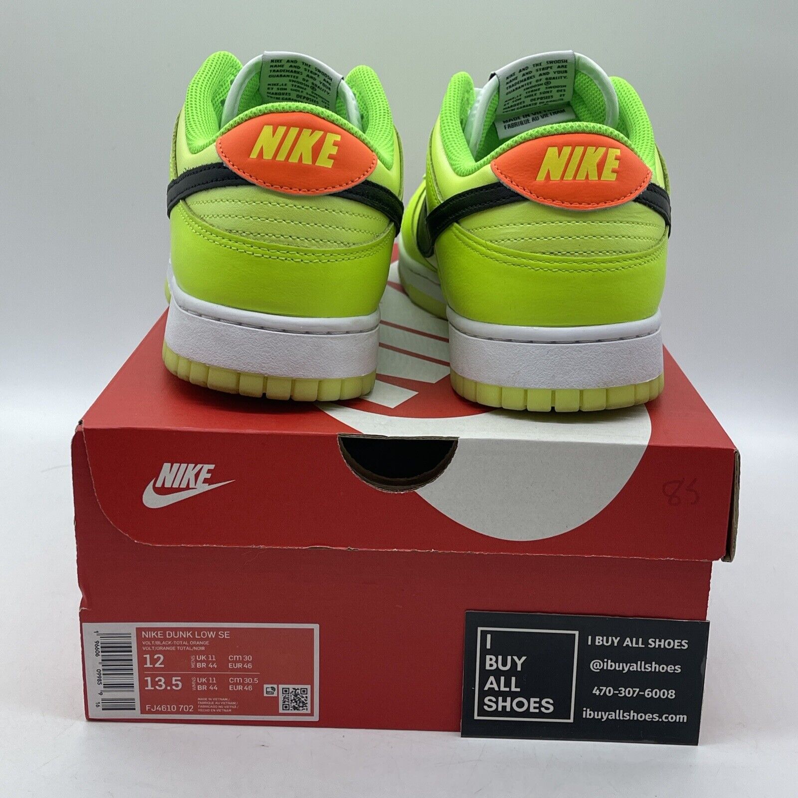 Size 12 - Dunk Low Volt Yellow Green White Orange Leather (FJ4610-702)