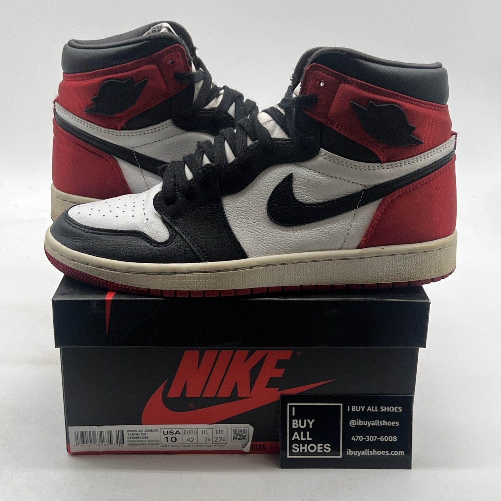 Size 10W - Air Jordan 1 Satin Black Toe W (CD0461-016)