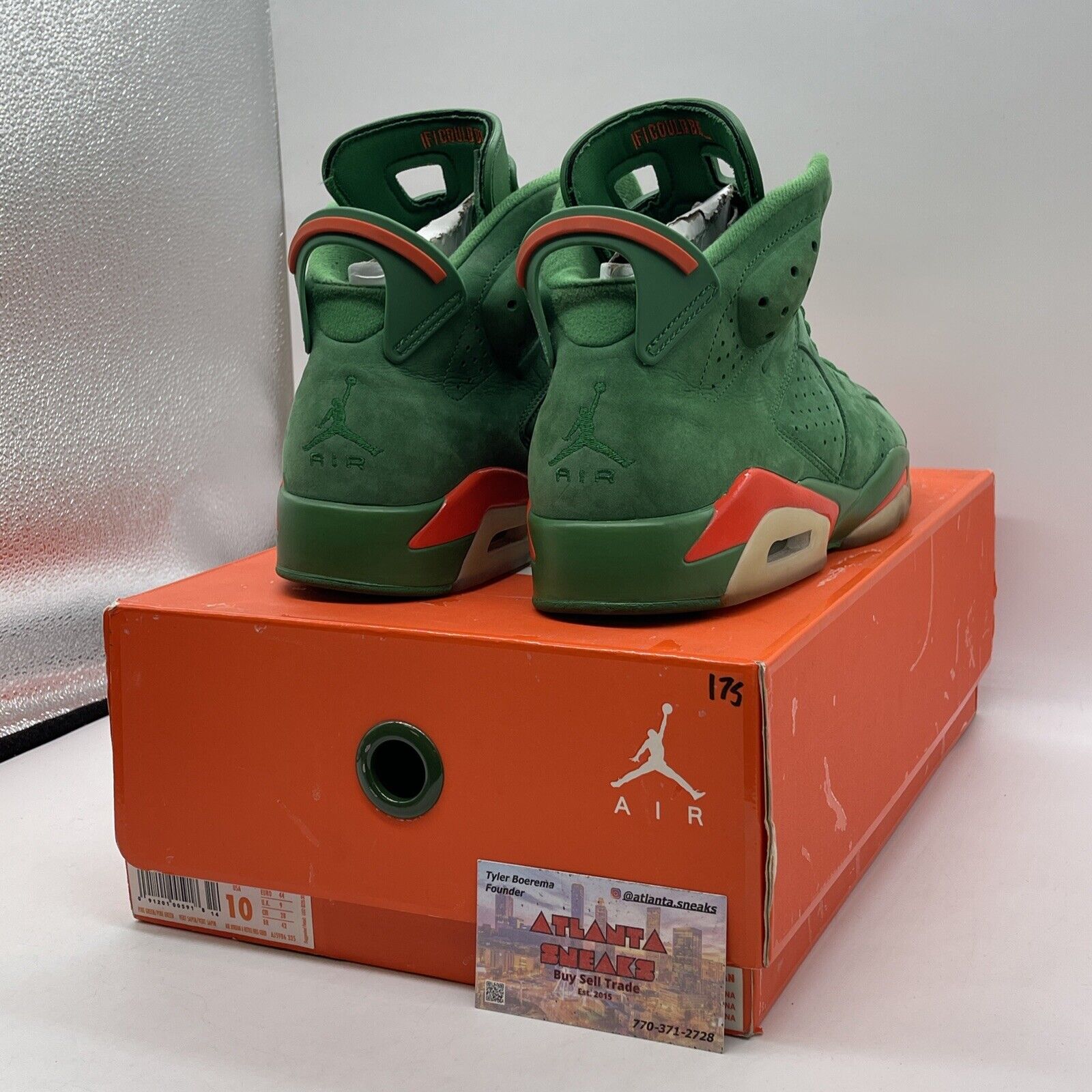 Size 10 - Air Jordan 6 Retro NRG Green Suede Gatorade Orange Suede (AJ5986-335)