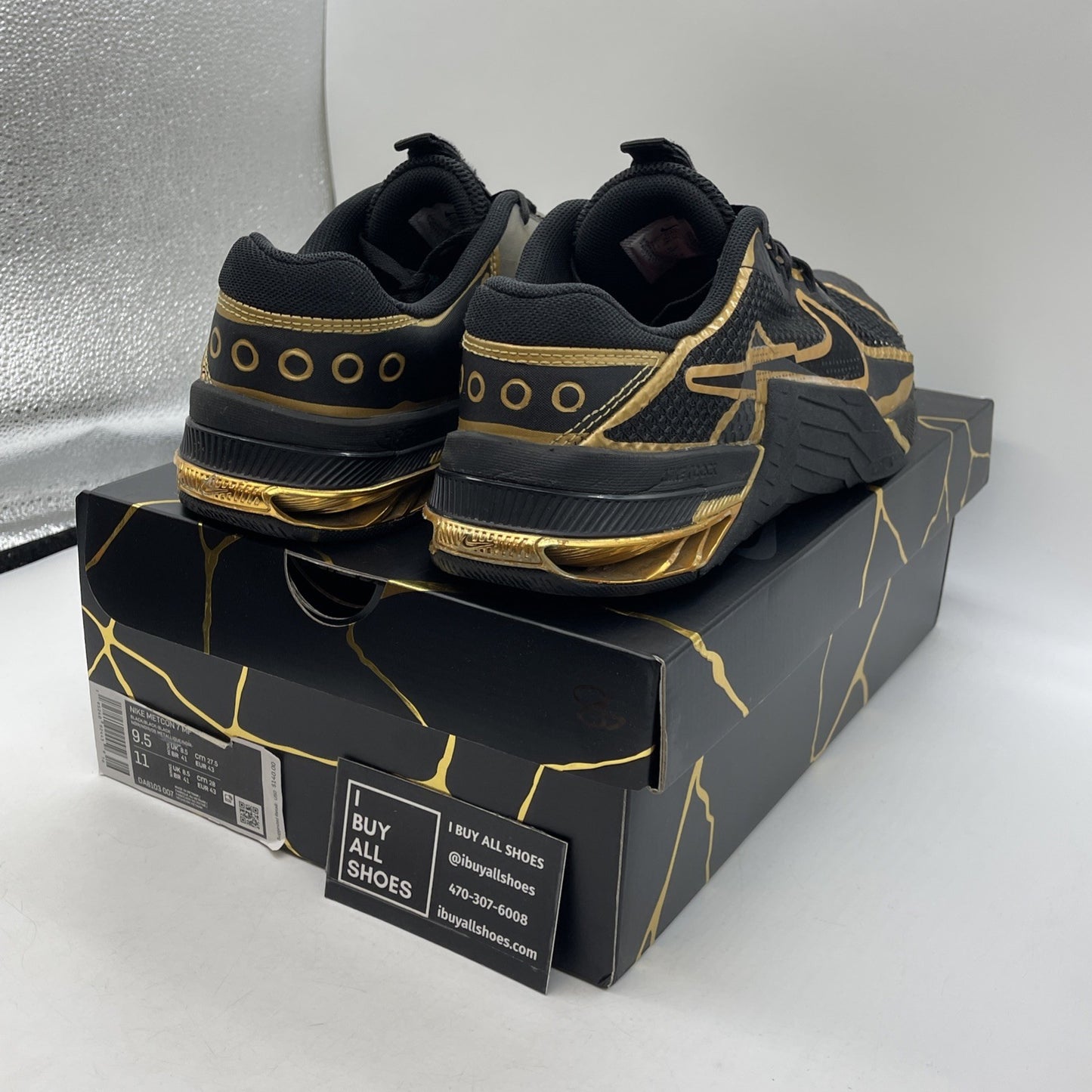 Size 9.5 - Nike Metcon 7 PE Mat Fraser Black Gold Suede Leather (DA8103-007)