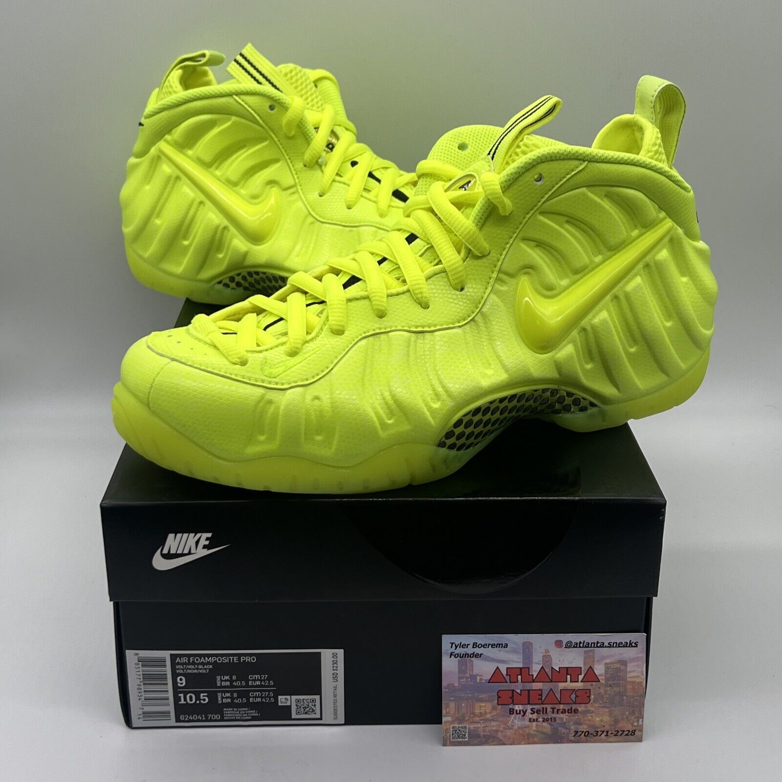 Size 9 - Nike Air Foamposite Pro Volt 2014 Brand New Og All Volt DS Highlighter