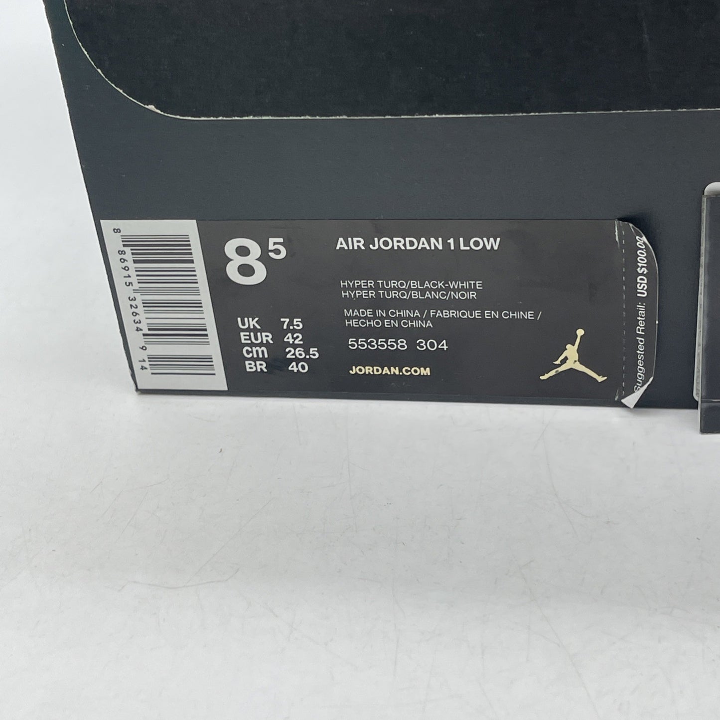 Size 8.5 - Air Jordan 1 Low Hyper Turquoise (553558-304)