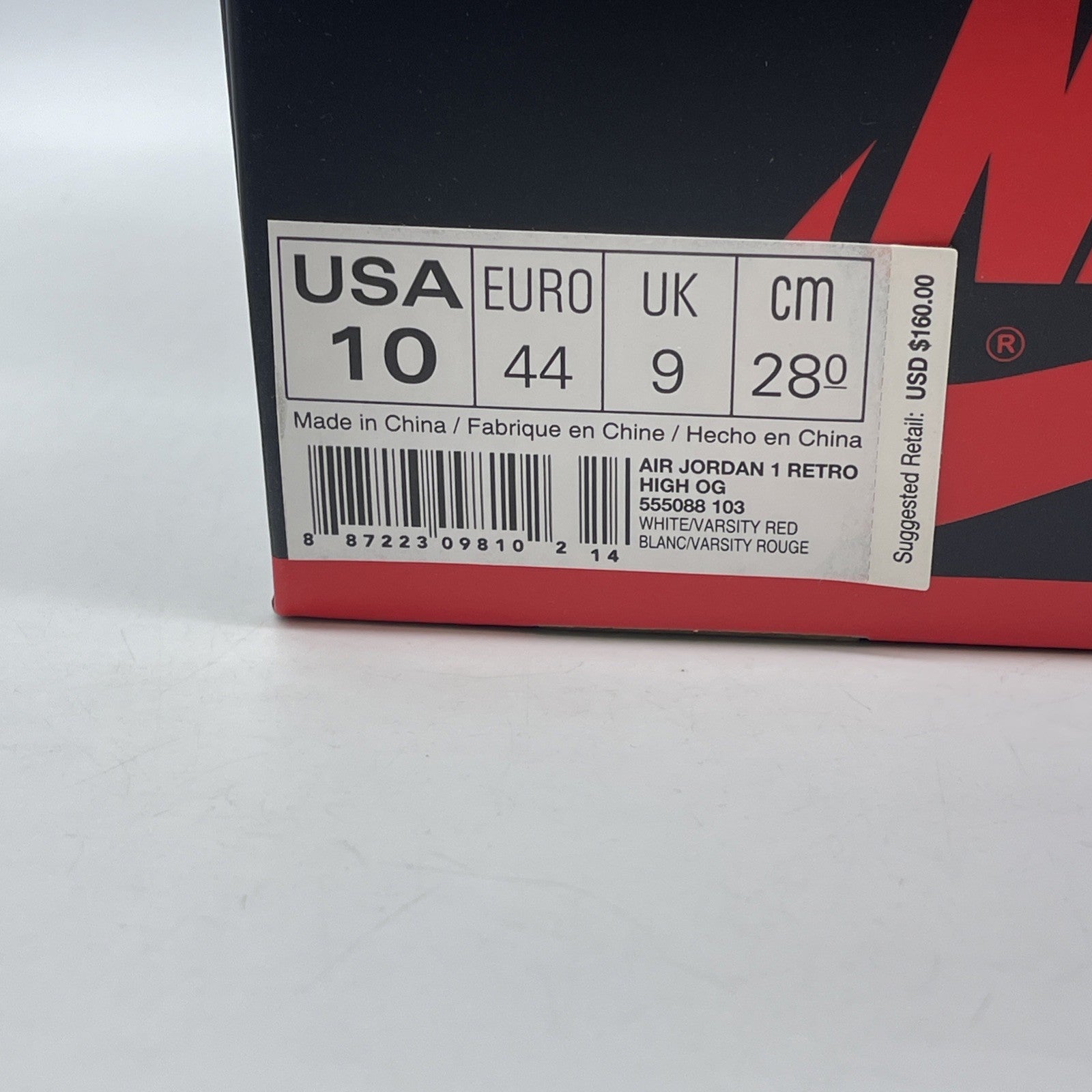 Size 10 - Air Jordan 1 Retro OG High Metallic Red White Leather (555088-103)