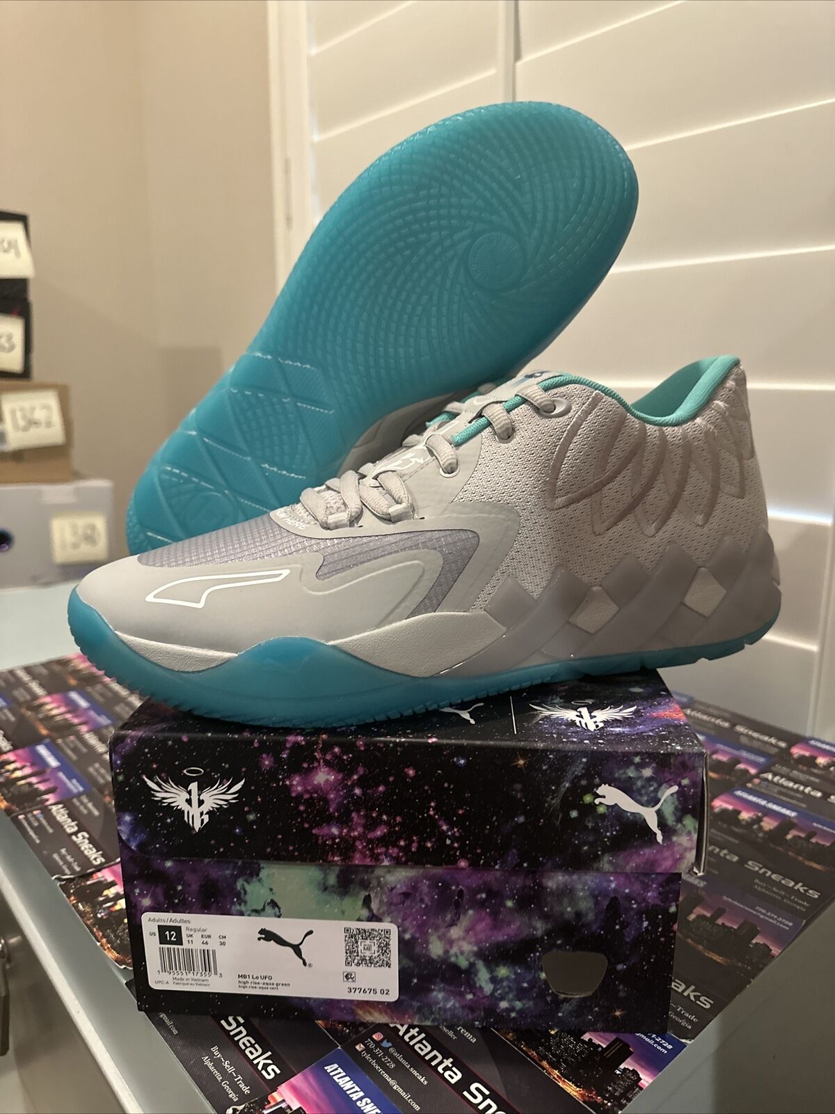 New Puma MB.01 Low UFO Aqua Green Lamelo Ball 377675-02 Men's Size 12 Melo