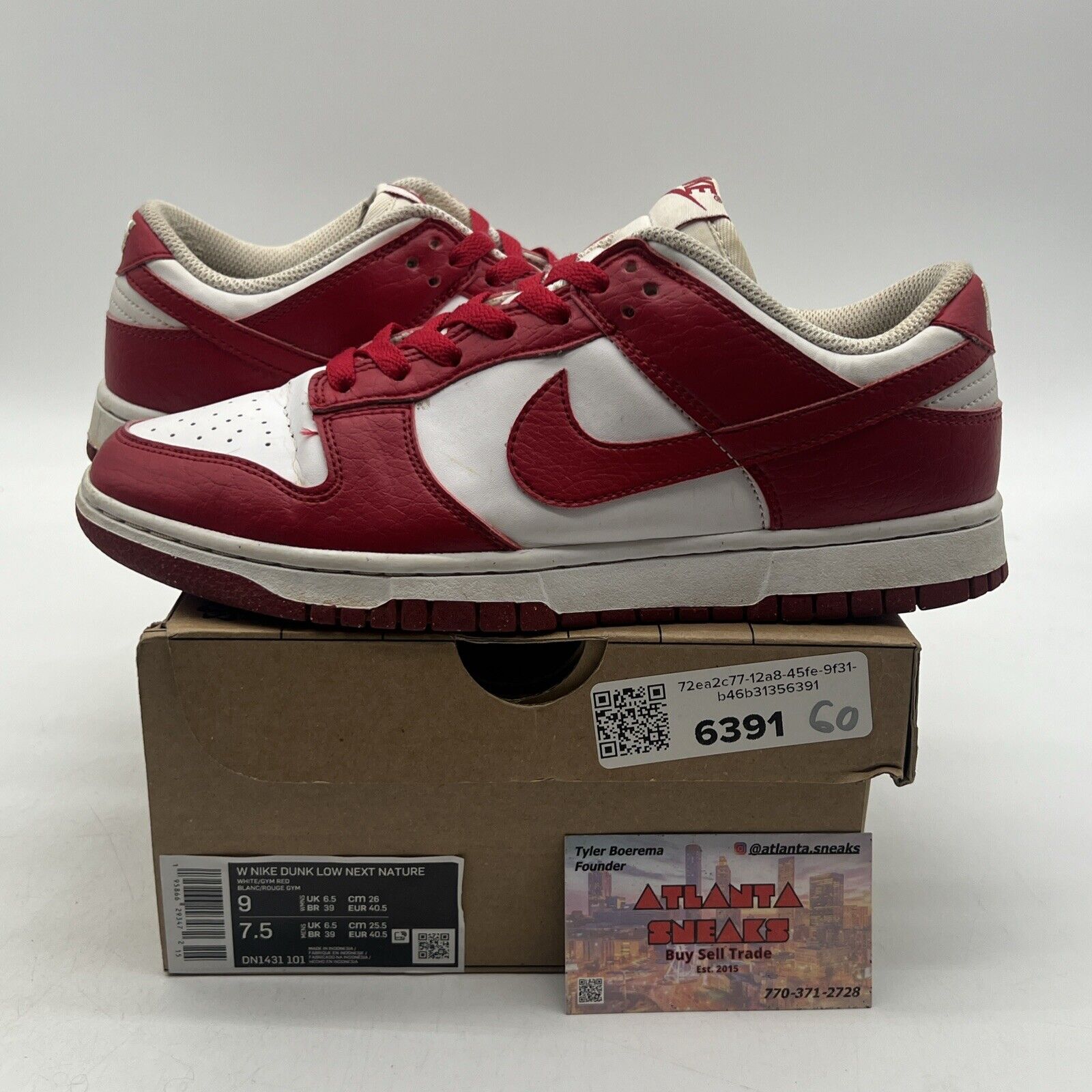 Size 9 - Nike Dunk Next Nature Low Gym Red W White Leather (DN1431-101)