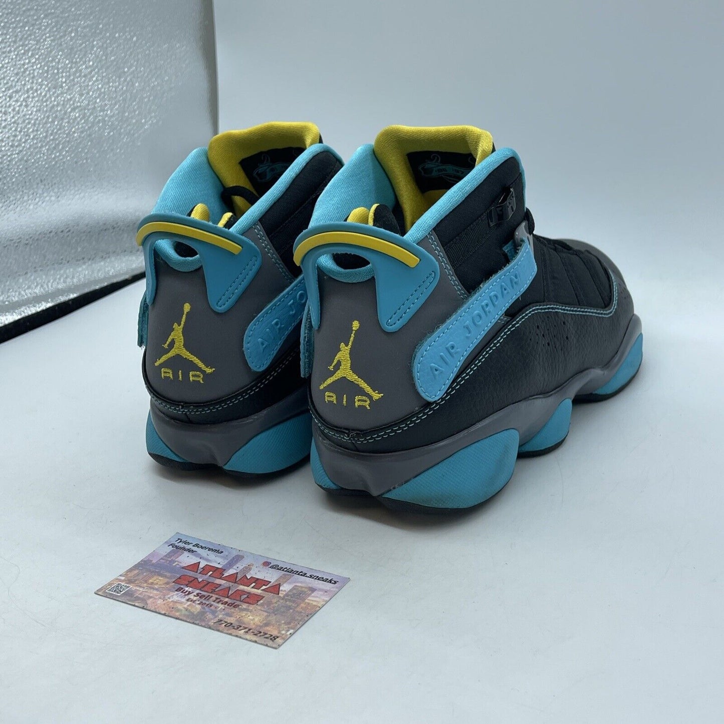 Size 8.5 - Jordan 6 Rings Hornets Black Grey Yellow Suede Leather (322992-089)