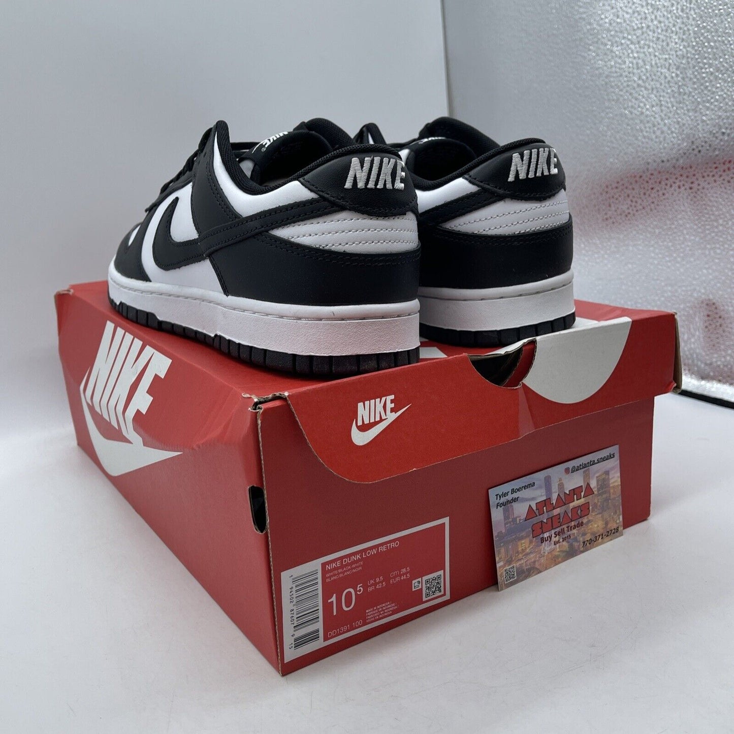 Size 10.5 - Nike Dunk Low Black White Leather (DD1391-100)