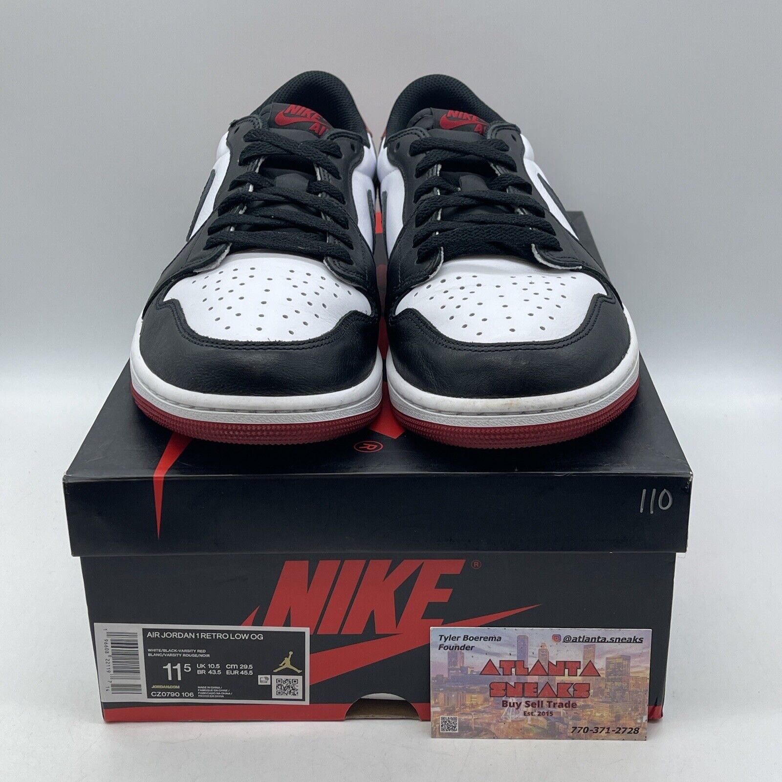 Size 11.5 - Air Jordan 1 Retro OG Low Black Toe White Leather (CZ0790-106)