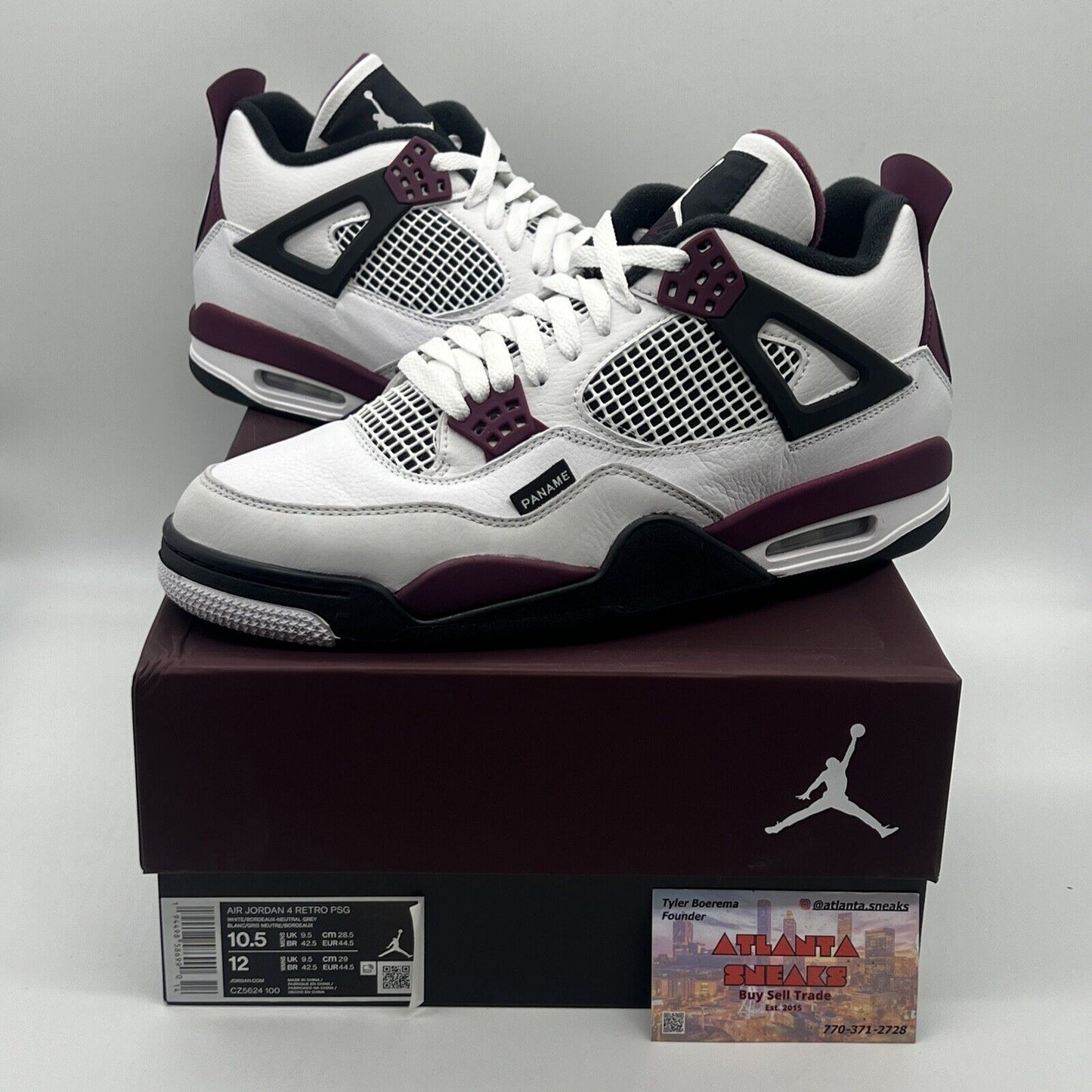 Size 10.5 - Jordan 4 Retro x Paris Saint-Germain Bordeaux 2020 Brand New Og All