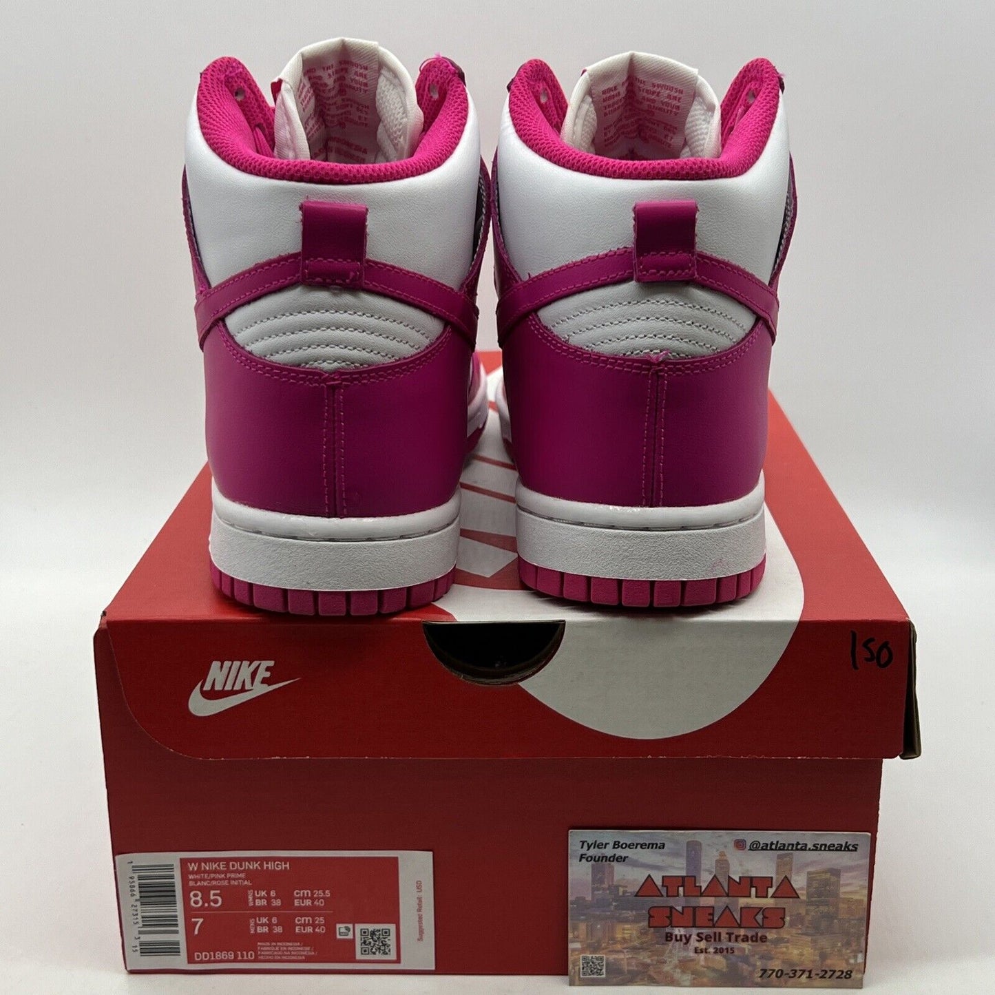 Size 8.5 - Nike Dunk High Pink Prime W White Leather (DD1869-110)