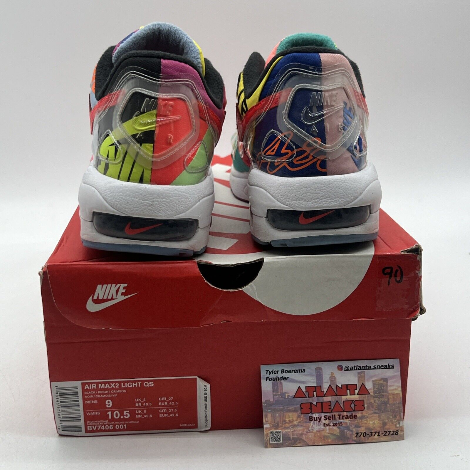 Size 9 - Nike Atmos x Air Max 2 Light QS Logos Yellow White (BV7406-001)