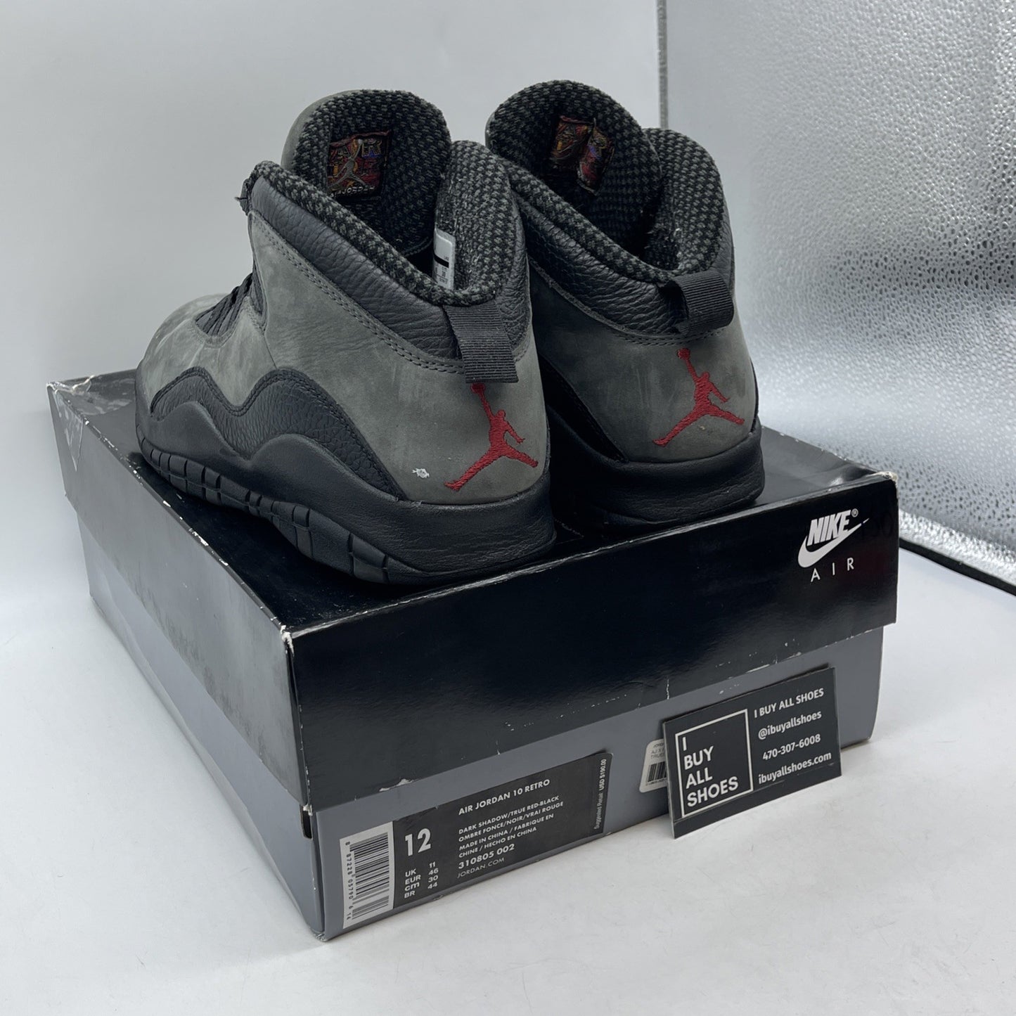 Size 12 - Air Jordan 10 Retro 2018 Shadow Grey Black Suede Leather (310805-002)