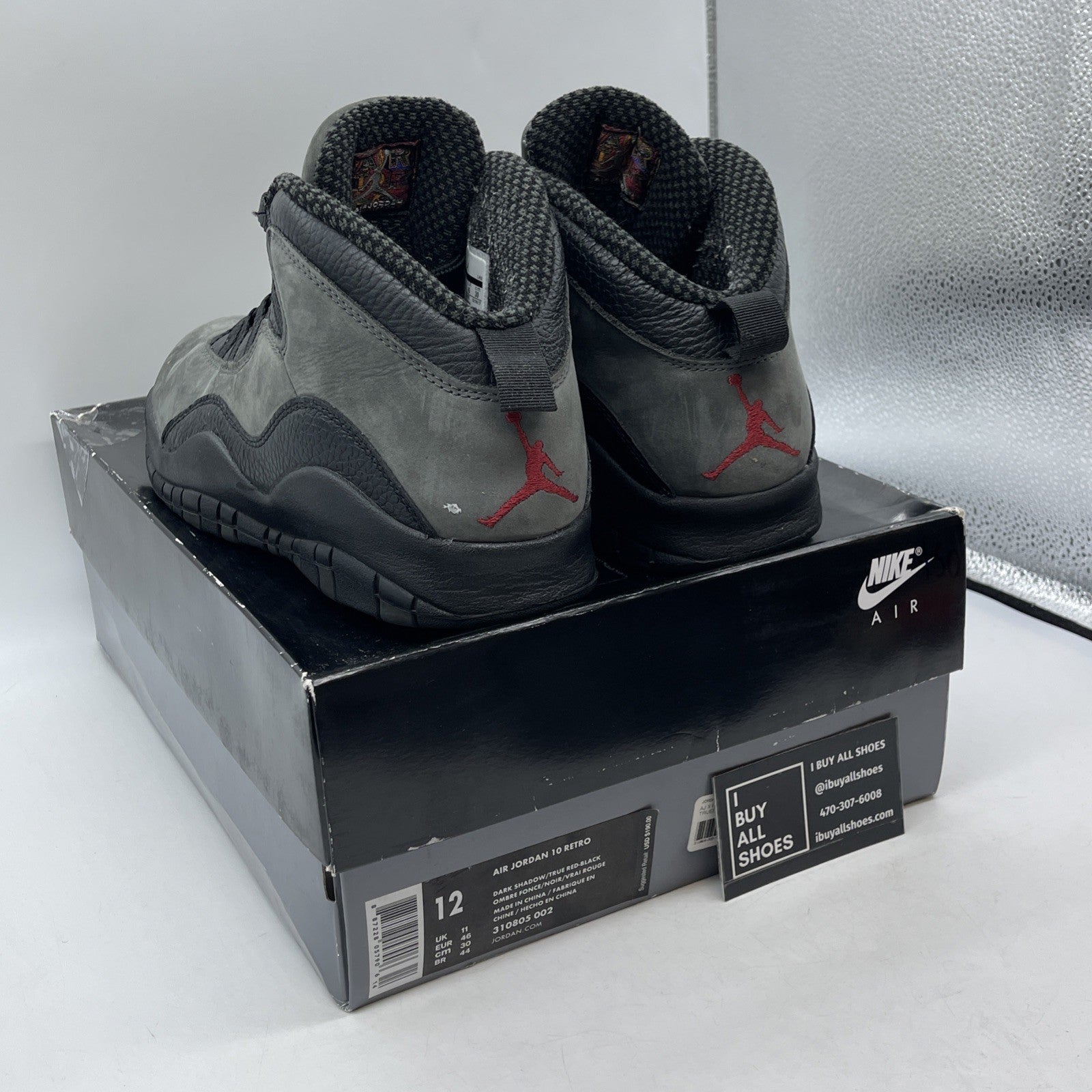 Size 12 - Air Jordan 10 Retro 2018 Shadow Grey Black Suede Leather (310805-002)