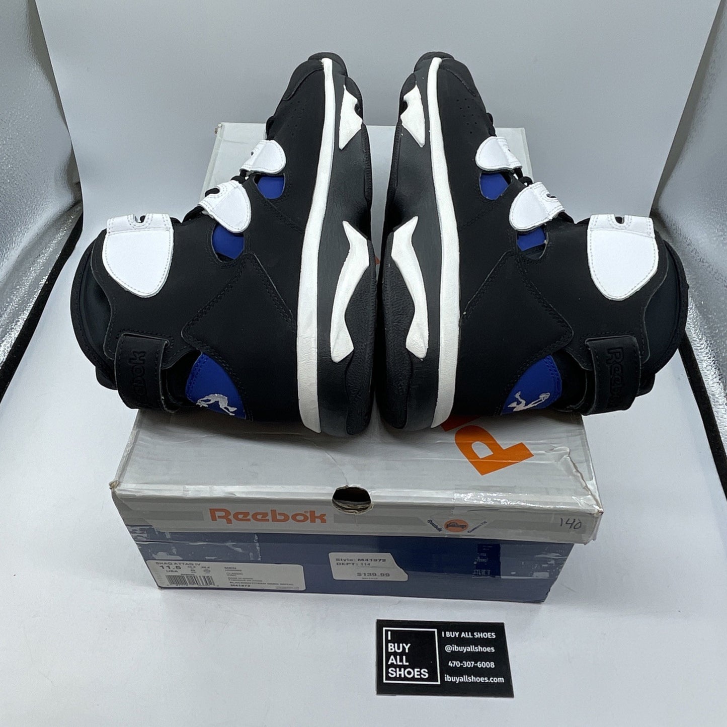 Size 11.5 - Reebok Shaq Attaq IV Orlando Magic Black White Suede (M41972)