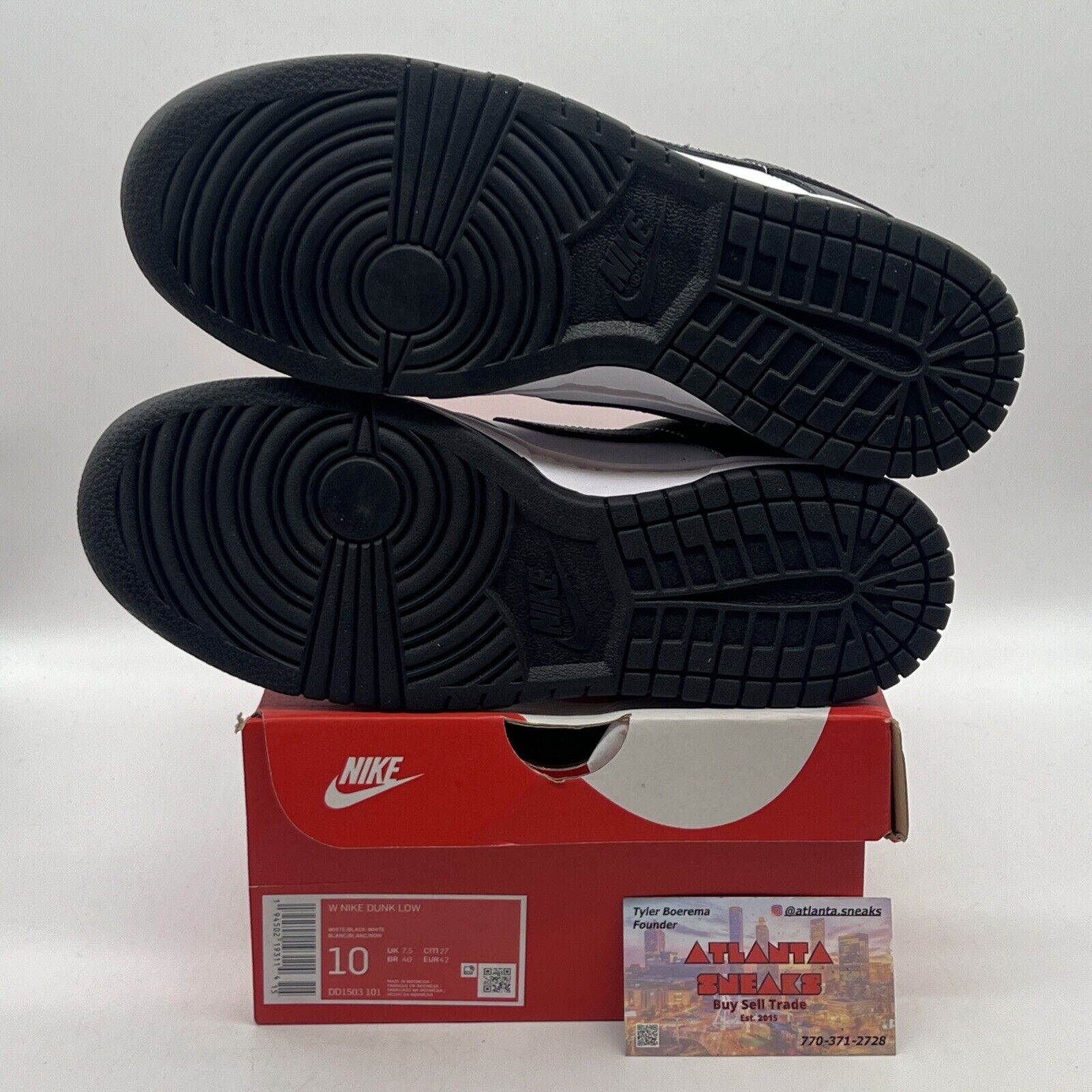 Size 10 - Nike Dunk Low Black White W Brand New Og All