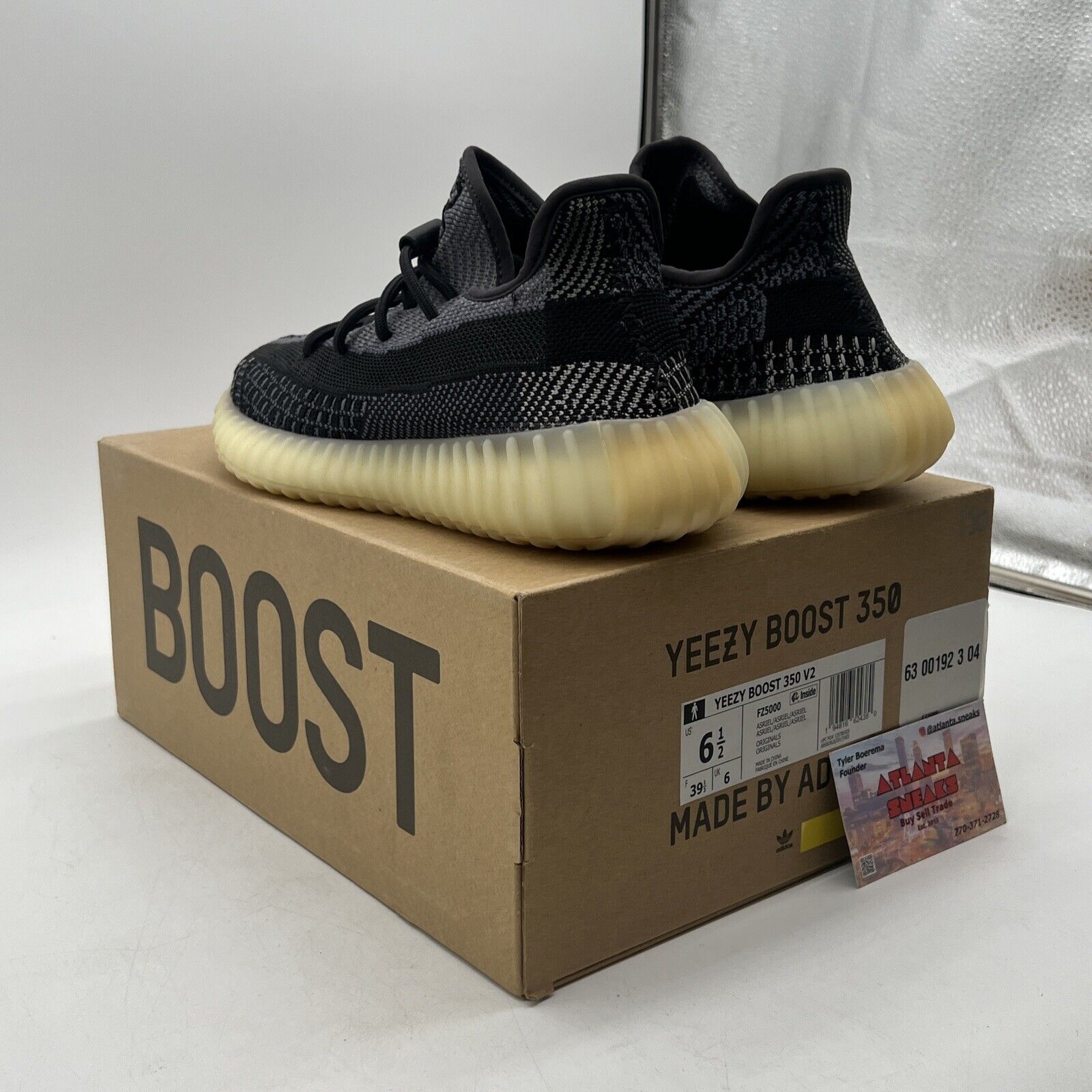 Size 6.5 - adidas Yeezy Boost 350 V2 Low Carbon Black Grey Cream (FZ5000)