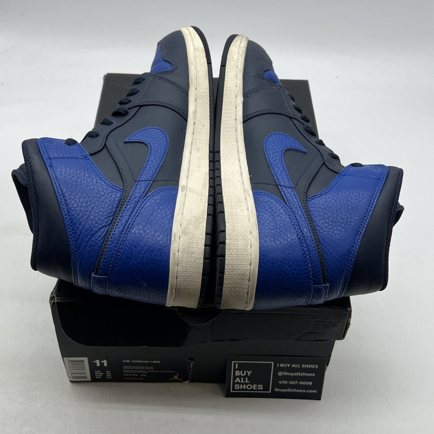 Size 11 - Air Jordan 1 Retro Mid Obsidian Royal (554724-412)