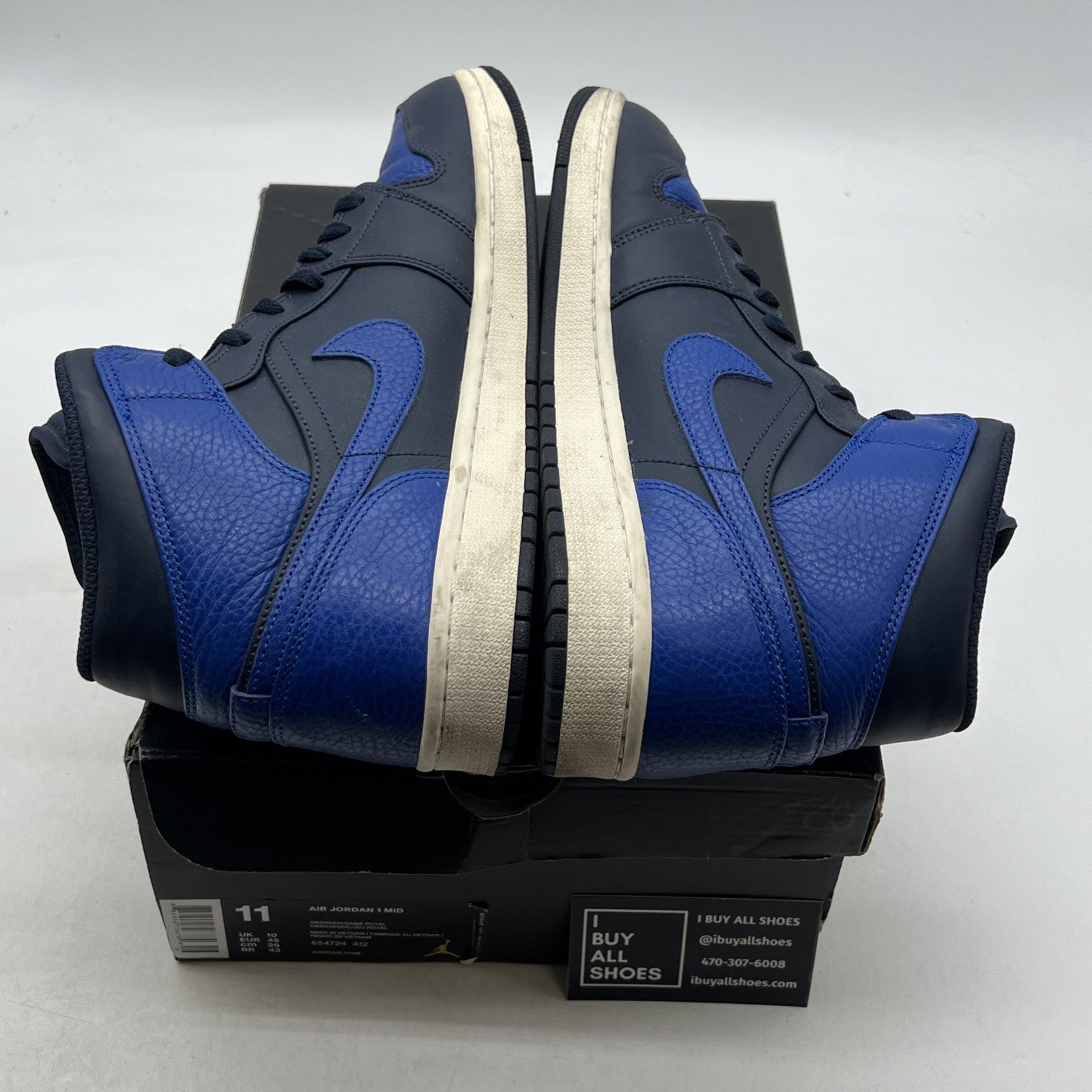 Size 11 - Air Jordan 1 Retro Mid Obsidian Royal (554724-412)