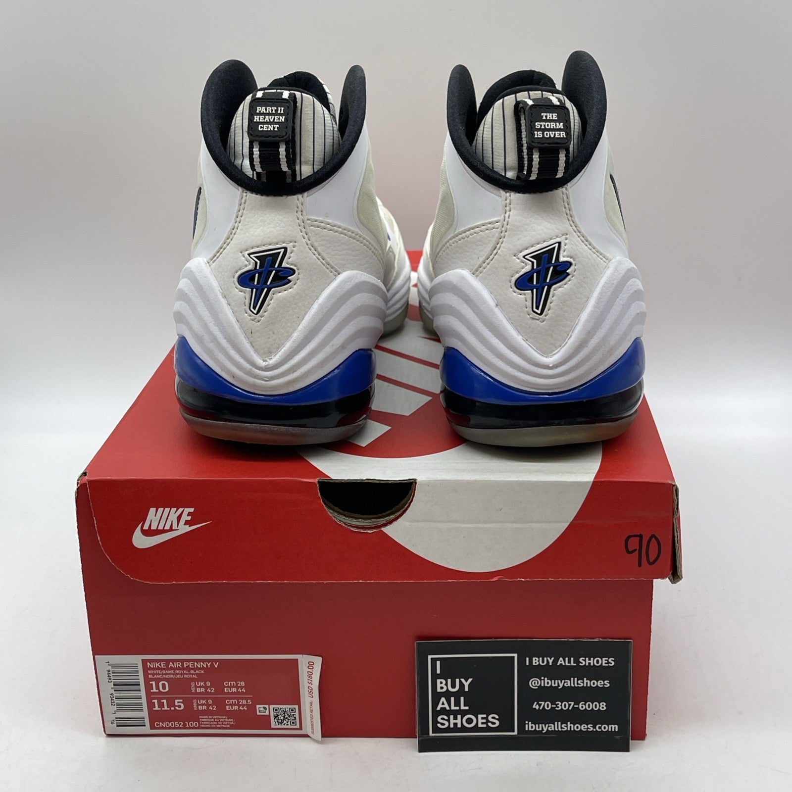 Size 10 - Nike Air Penny 5 Orlando Home White Blue Black Leather (CN0052-100)