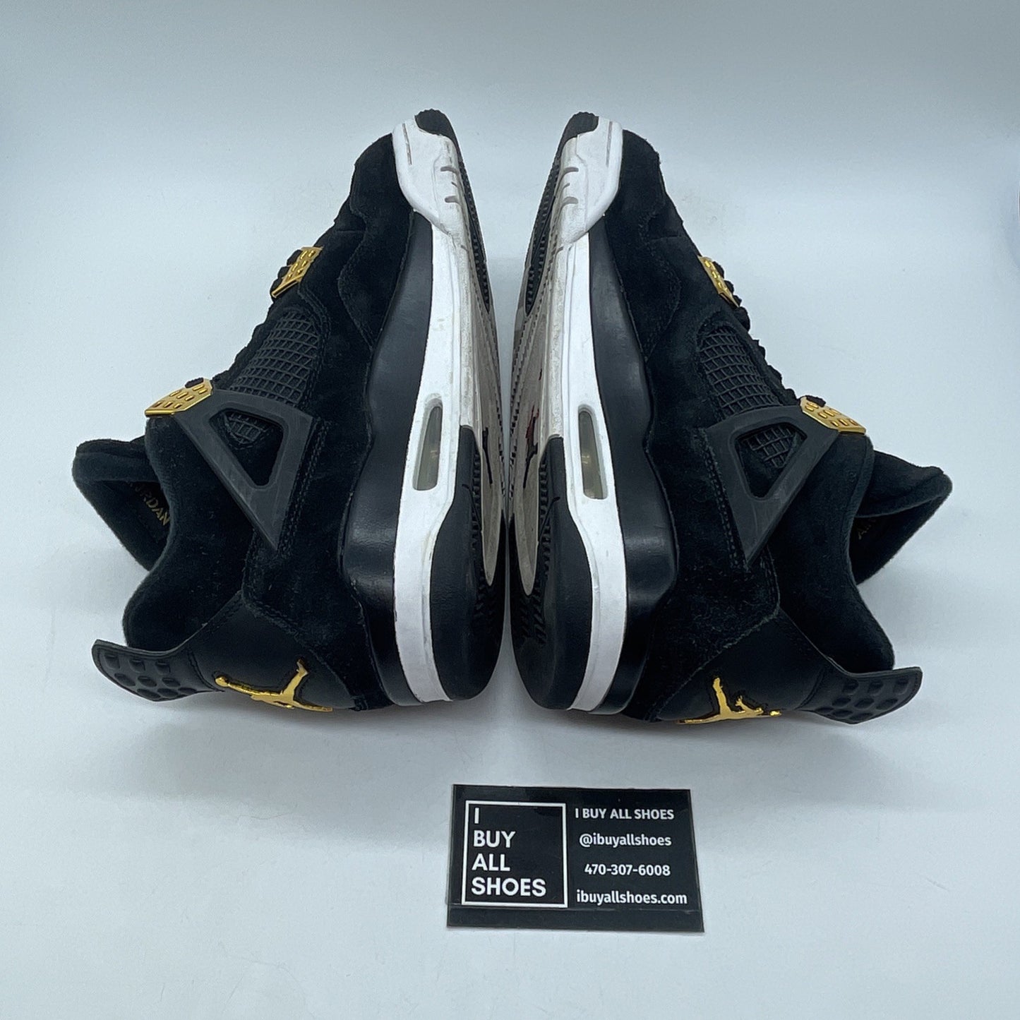 Size 9 - Jordan 4 Retro Royalty 2017 Black Gold Suede (308497-032)