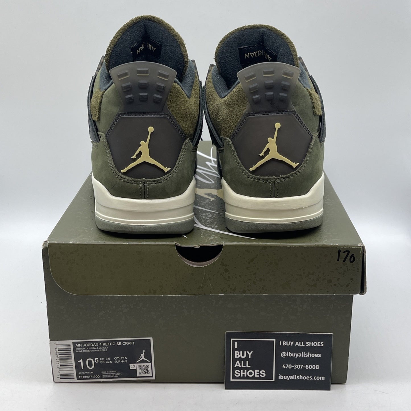 Size 10.5 - Jordan 4 SE Retro Low Craft Olive Black Suede Leather (FB9927-200)