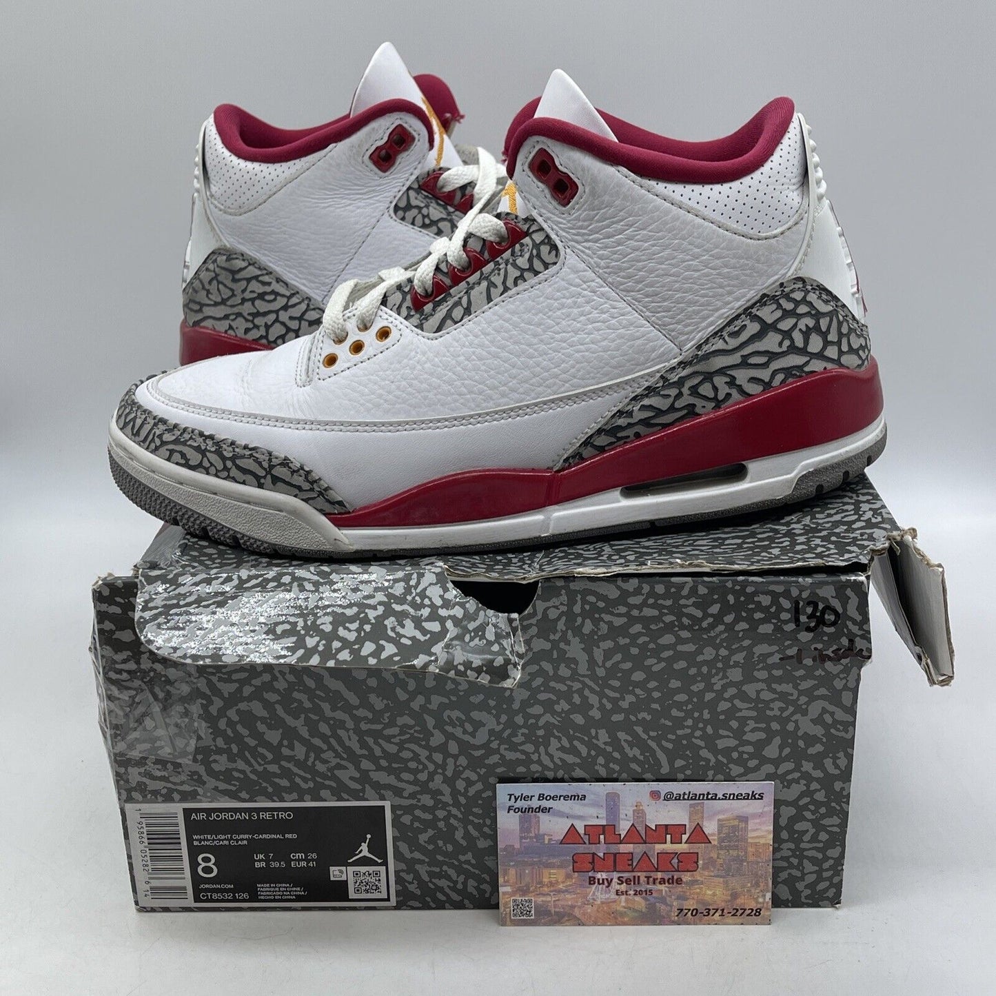 Size 8 - Jordan 3 Retro Mid Cardinal Red Grey Suede White Leather (CT8532-126)