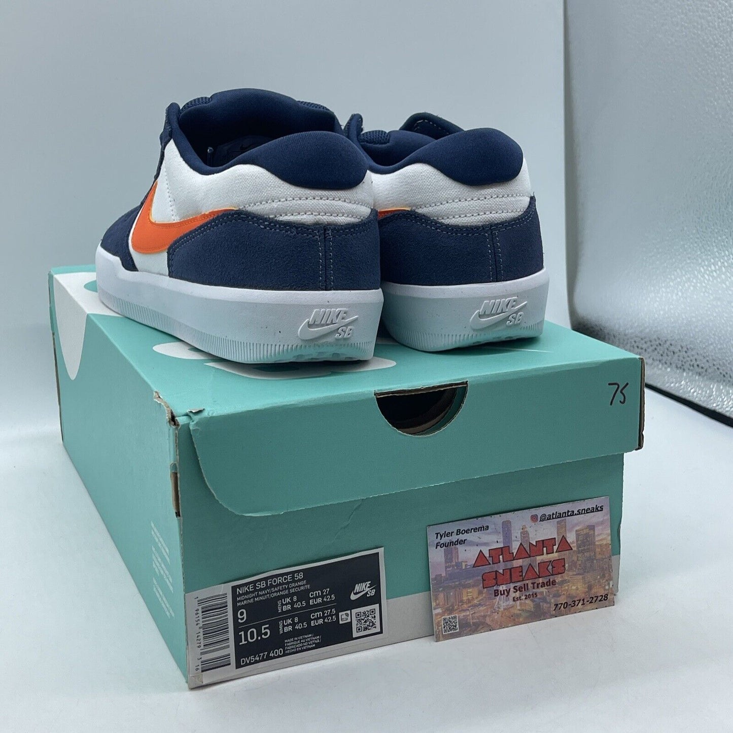 Size 9 - Nike Force 58 SB Midnight Navy Safety Orange Leather Suede (DV5477-400)