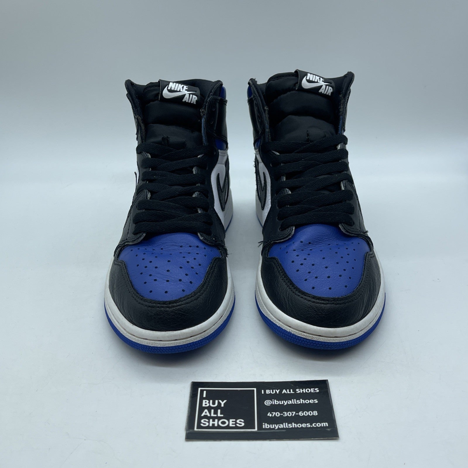Size 8 - Jordan 1 Retro OG High Royal Toe Black Blue Leather (555088-041)