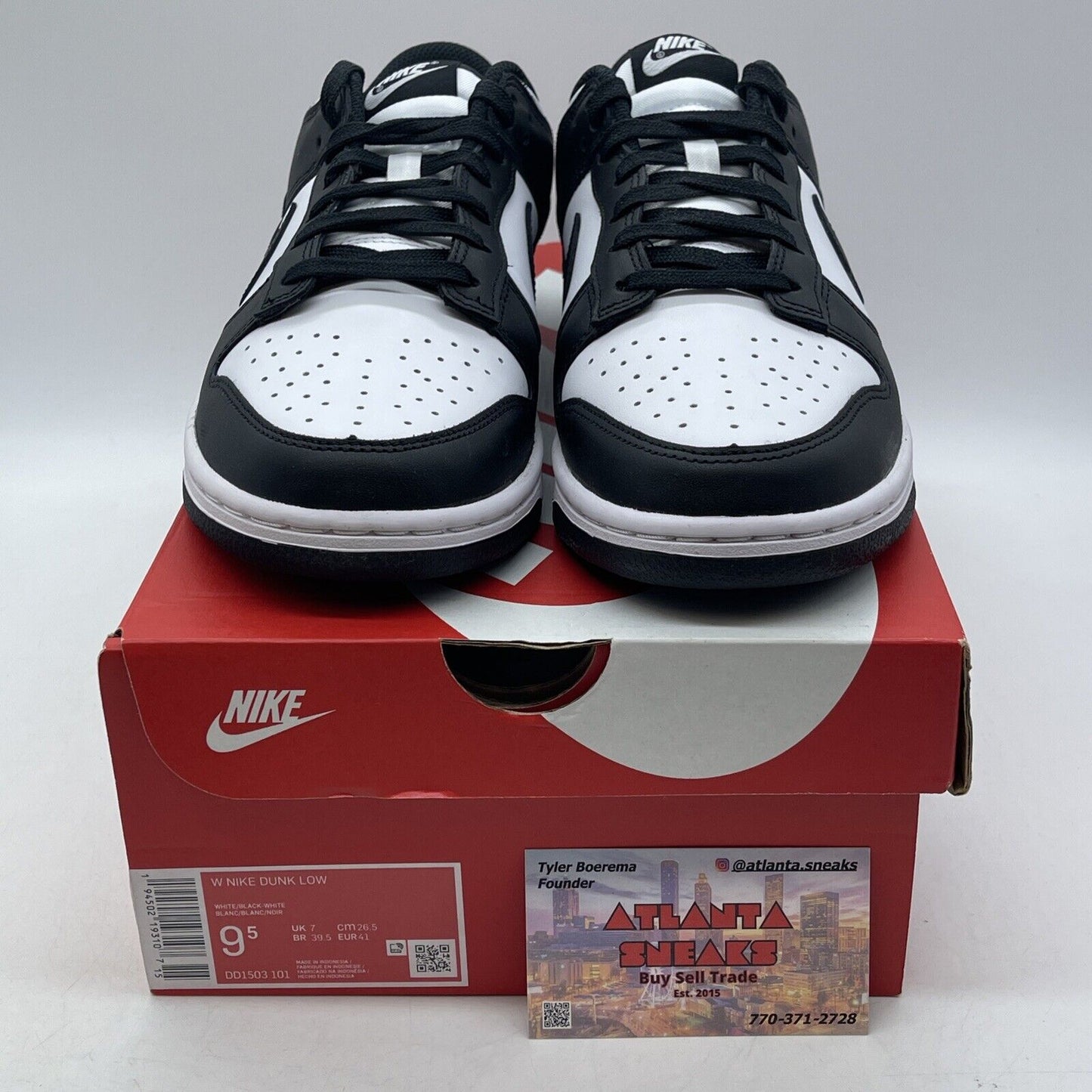 Size 9.5W - Nike Dunk Low Black White Leather (DD1503-101)