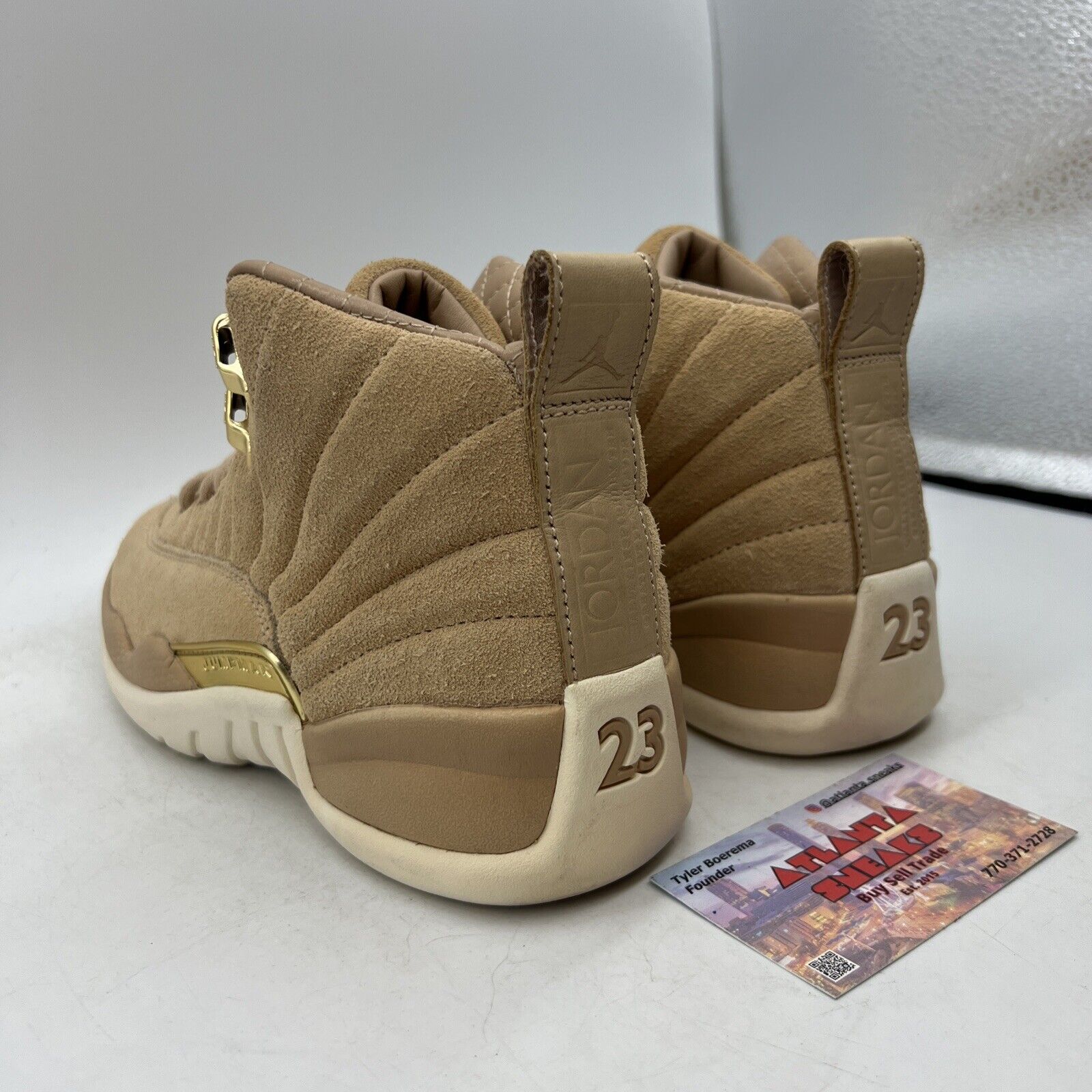 Size 5.5 - Air Jordan 12 Retro Vachetta Tan W White Suede (A06068-203)